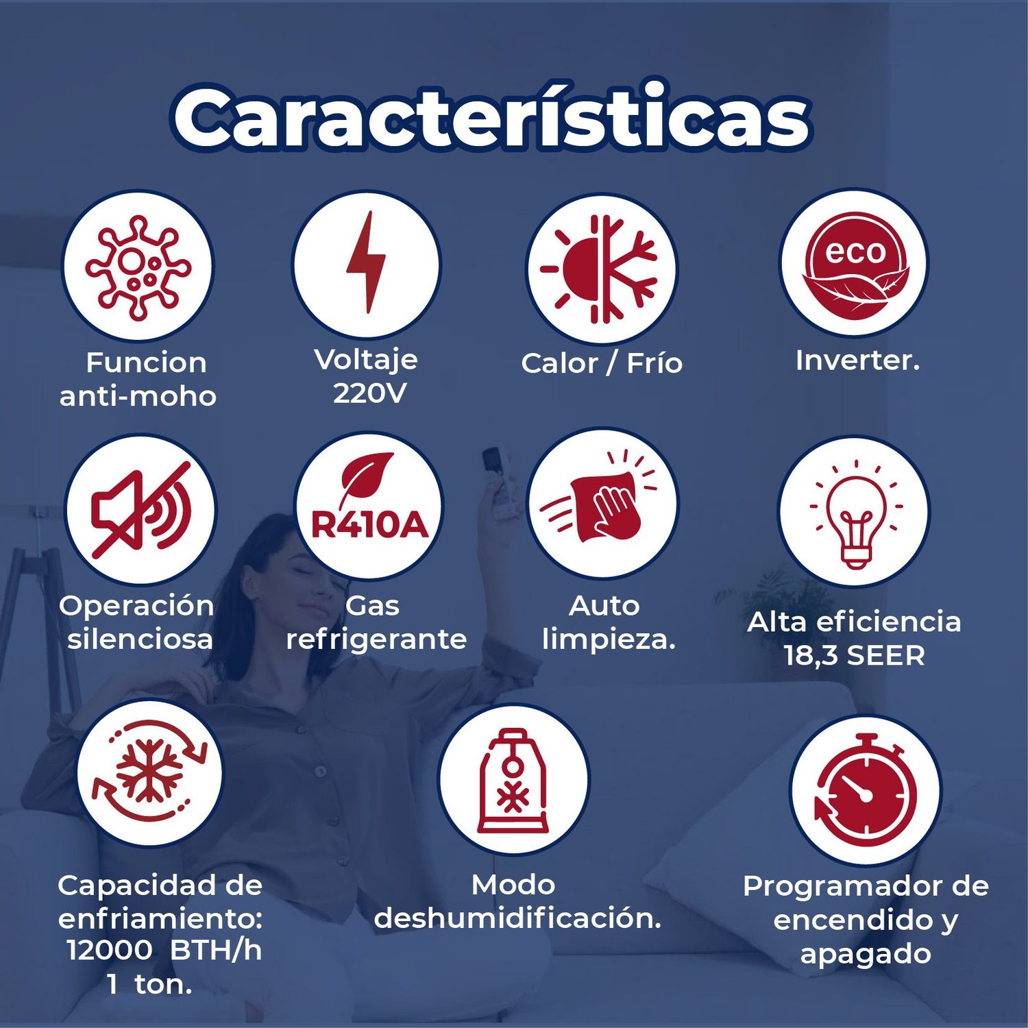 MINISPLIT INVERTER 1 TONELADA FRIO CALOR 220V PRIME ADVANCE