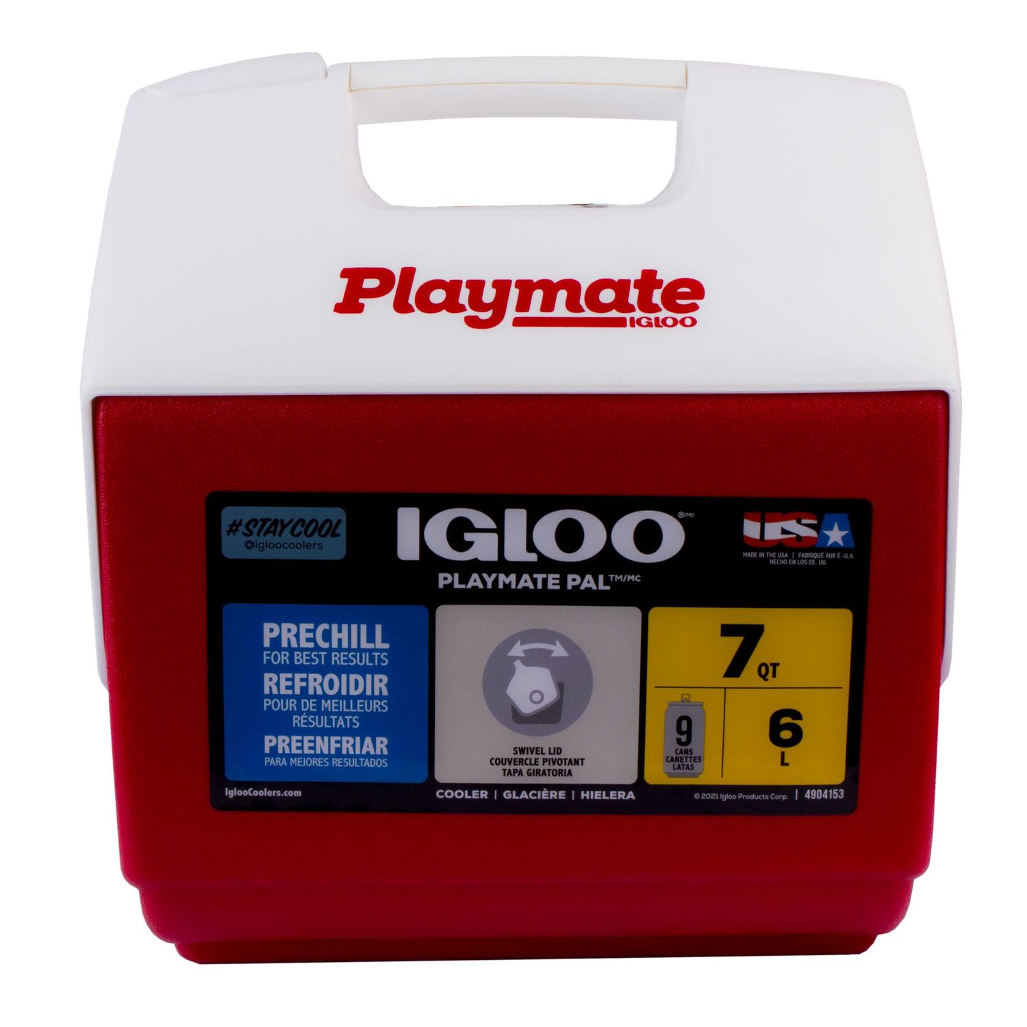 Hielera playmate Pal Igloo 7 QT 09 latas rojo y blanco