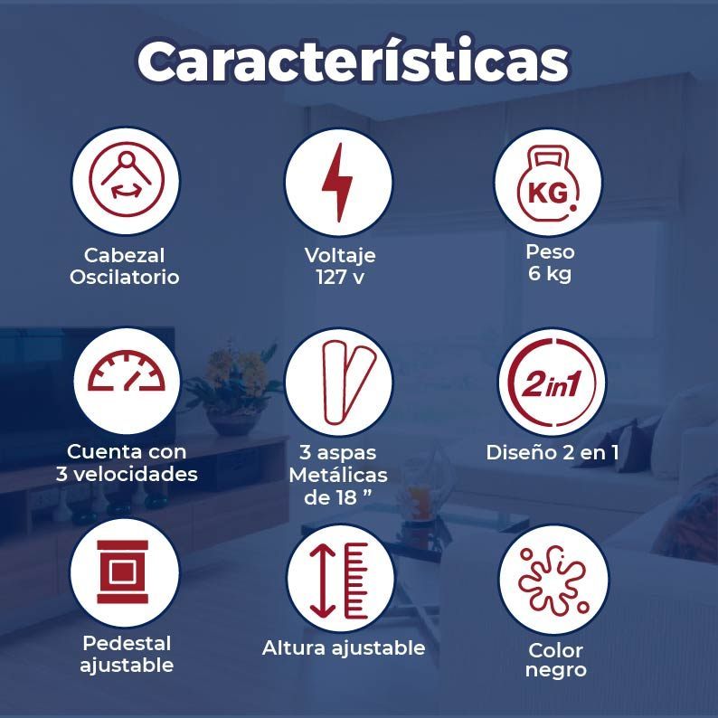 Ventilador pedestal friler 18 pulgadas 2 en 1