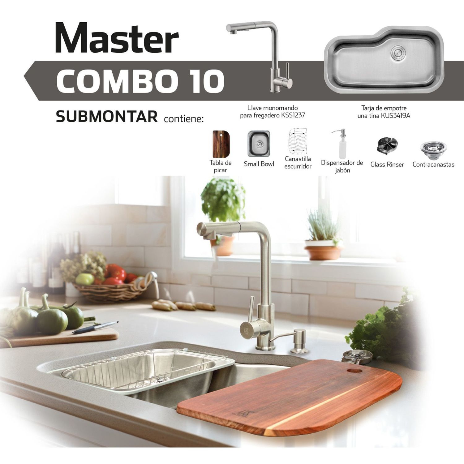 Combo equipado de tarja de acero inoxidableKUS3419A Kele