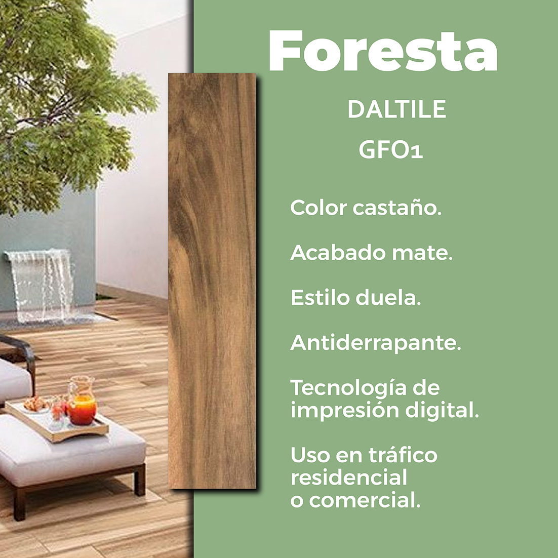 Piso Foresta castaño Daltile 20x90 cm GF01