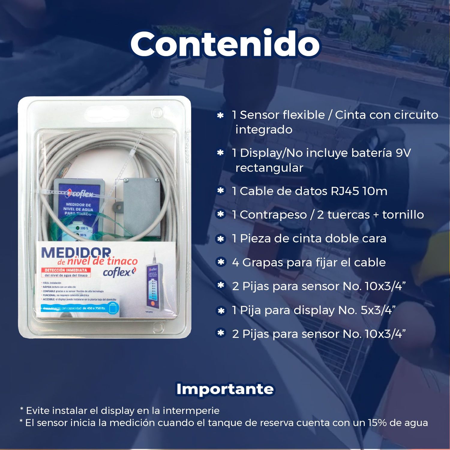 Electronivel Medidor Agua Digital Sensor Tinaco 450-750L