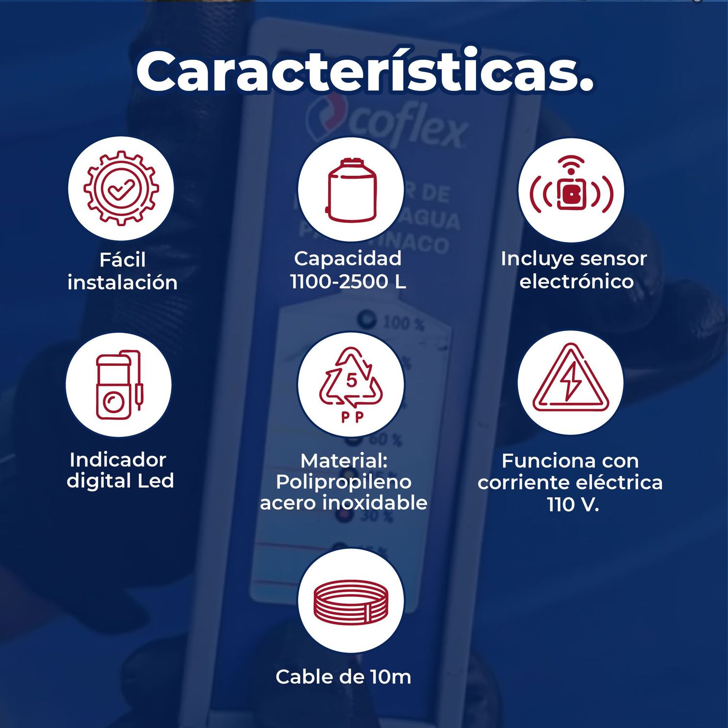 Electronivel Medidor Agua Digital Sensor Tinaco 1100-2500L