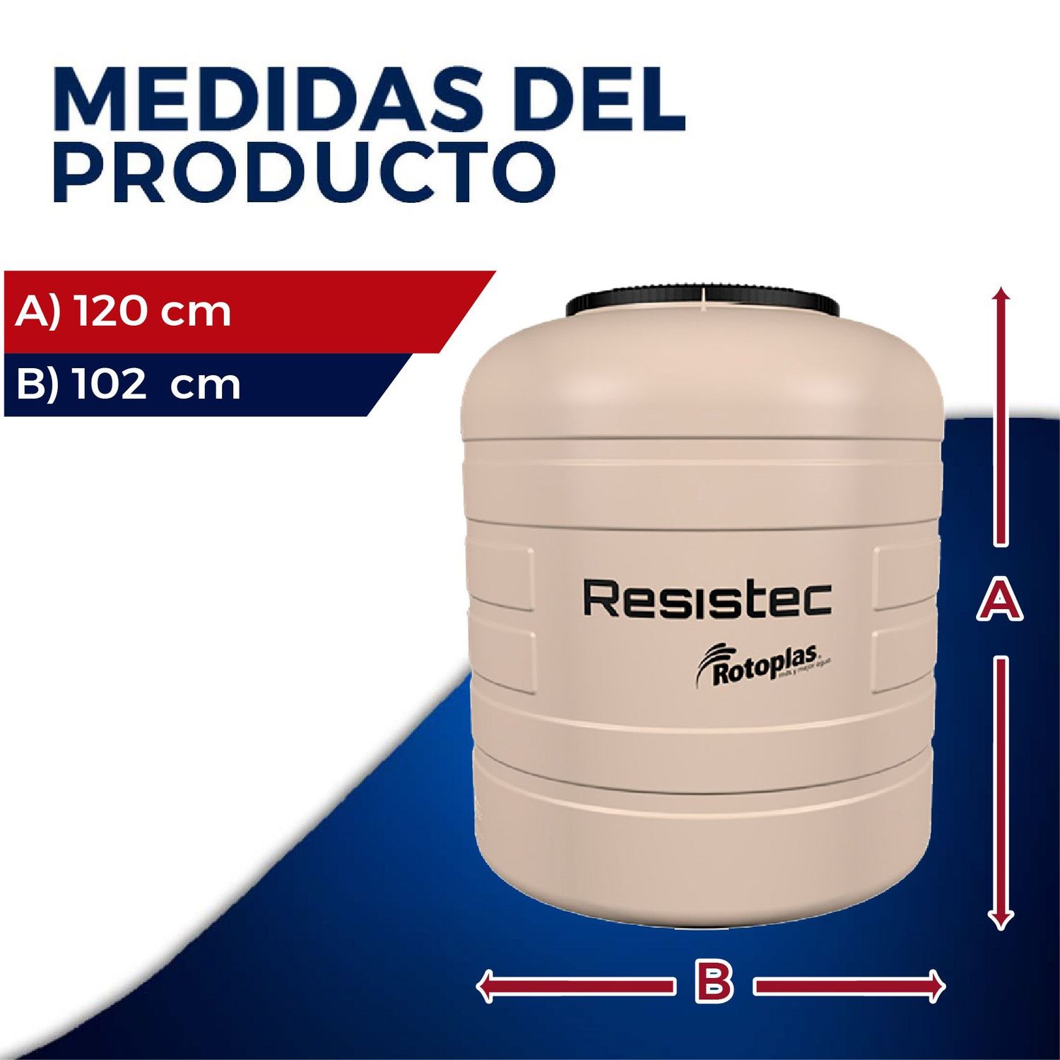 Tinaco Multicapa Beige Resistec Rotoplas 800 L 1.02X1.20
