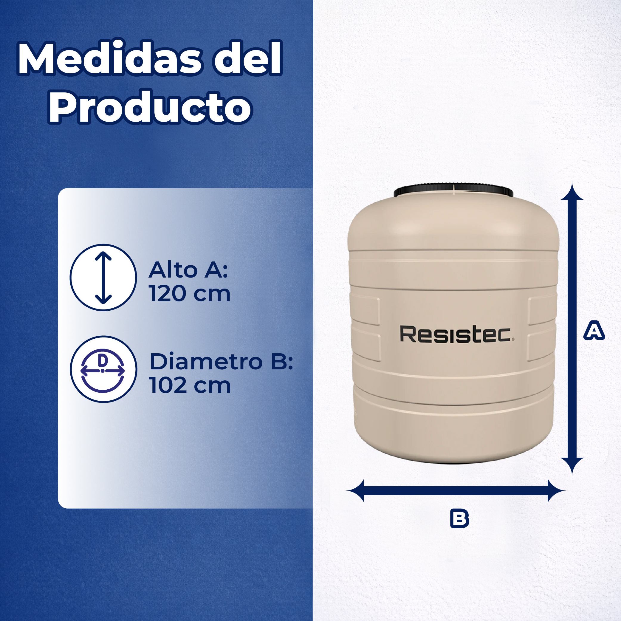 Tinaco Multicapa Beige Resistec Rotoplas 800 L 1.02X1.20