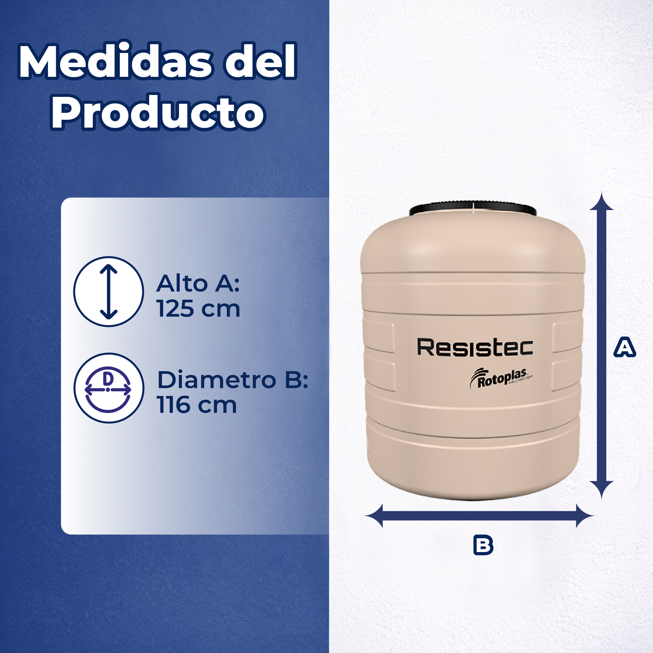 Tinaco Multicapa Beige Resistec Rotoplas 1100 L