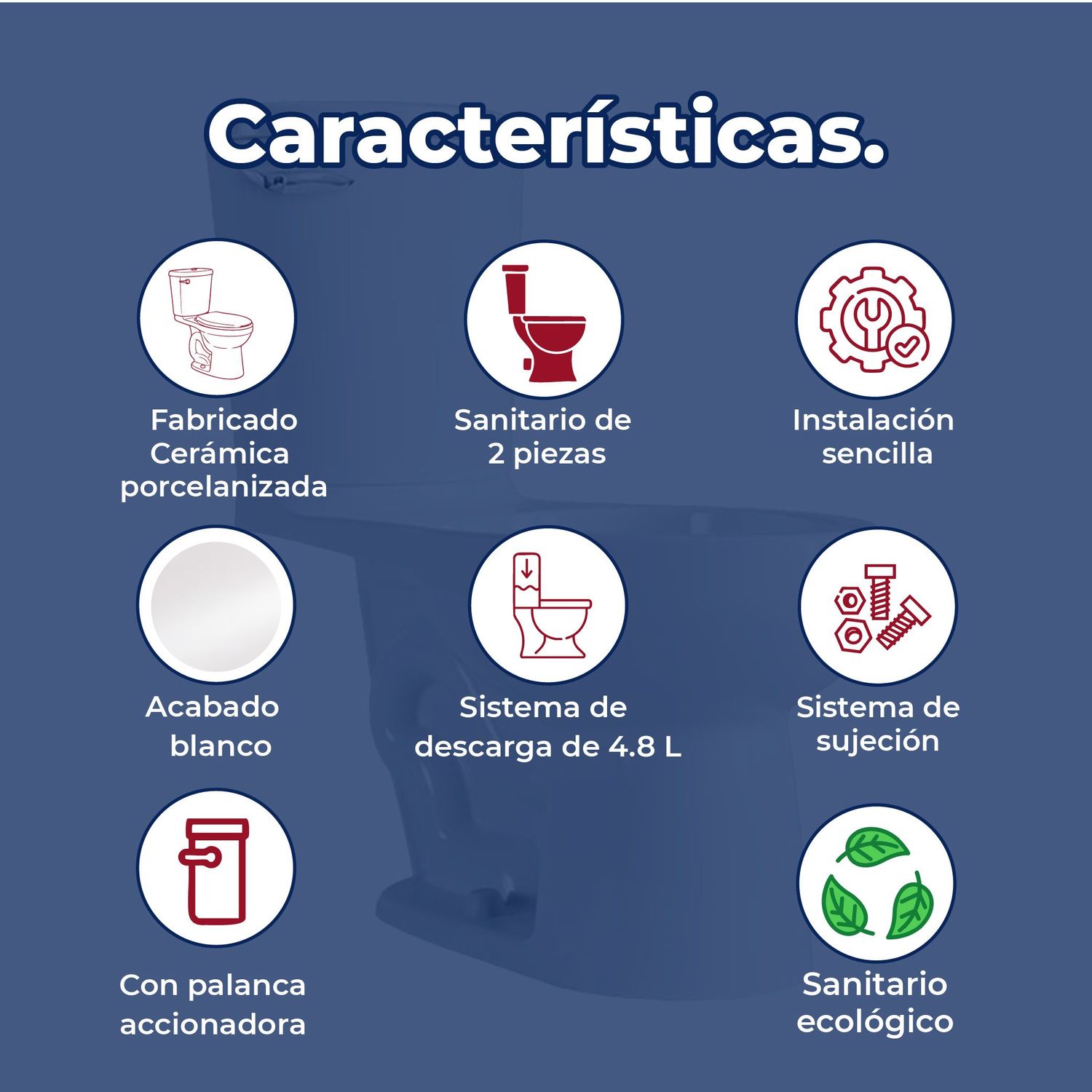 Sanitario WC Blanco Alargado Helvex Palanca 4.8L Option P