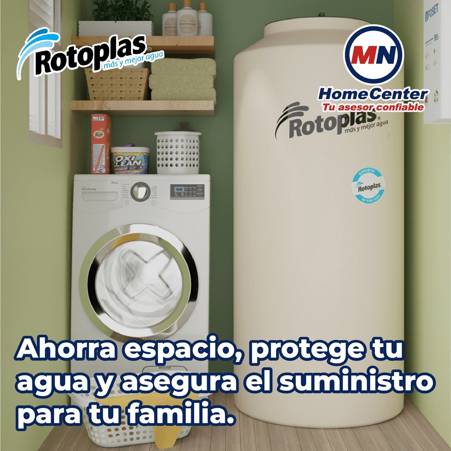 Tinaco vertical Rotoplas beige 1000 L c/herrajes y filtro