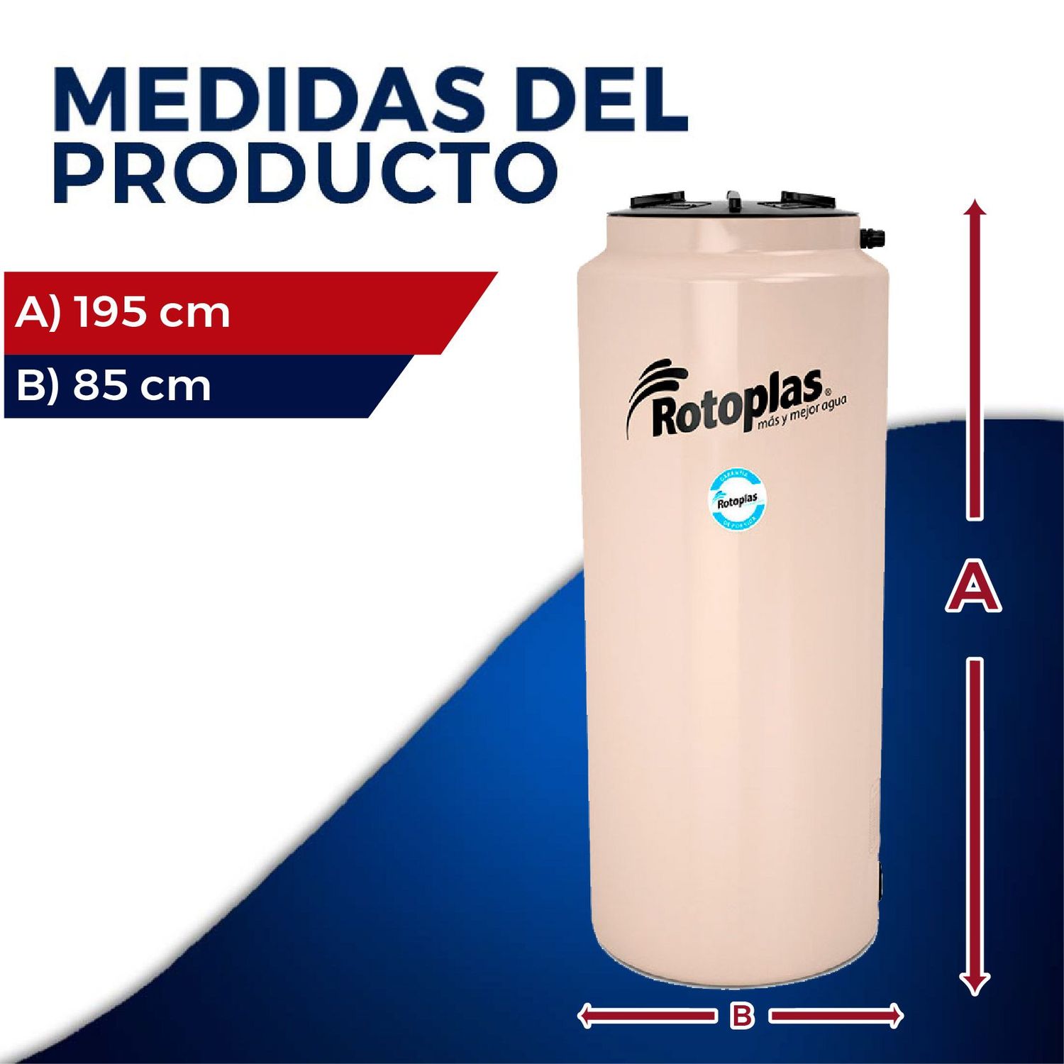 Tinaco vertical Rotoplas beige 1000 L c/herrajes y filtro