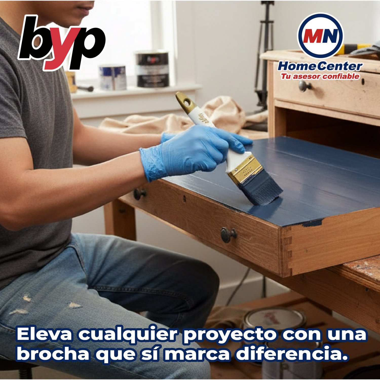 Brocha Premium de Cerda Natural y Poliéster BYP 2" Pulgadas