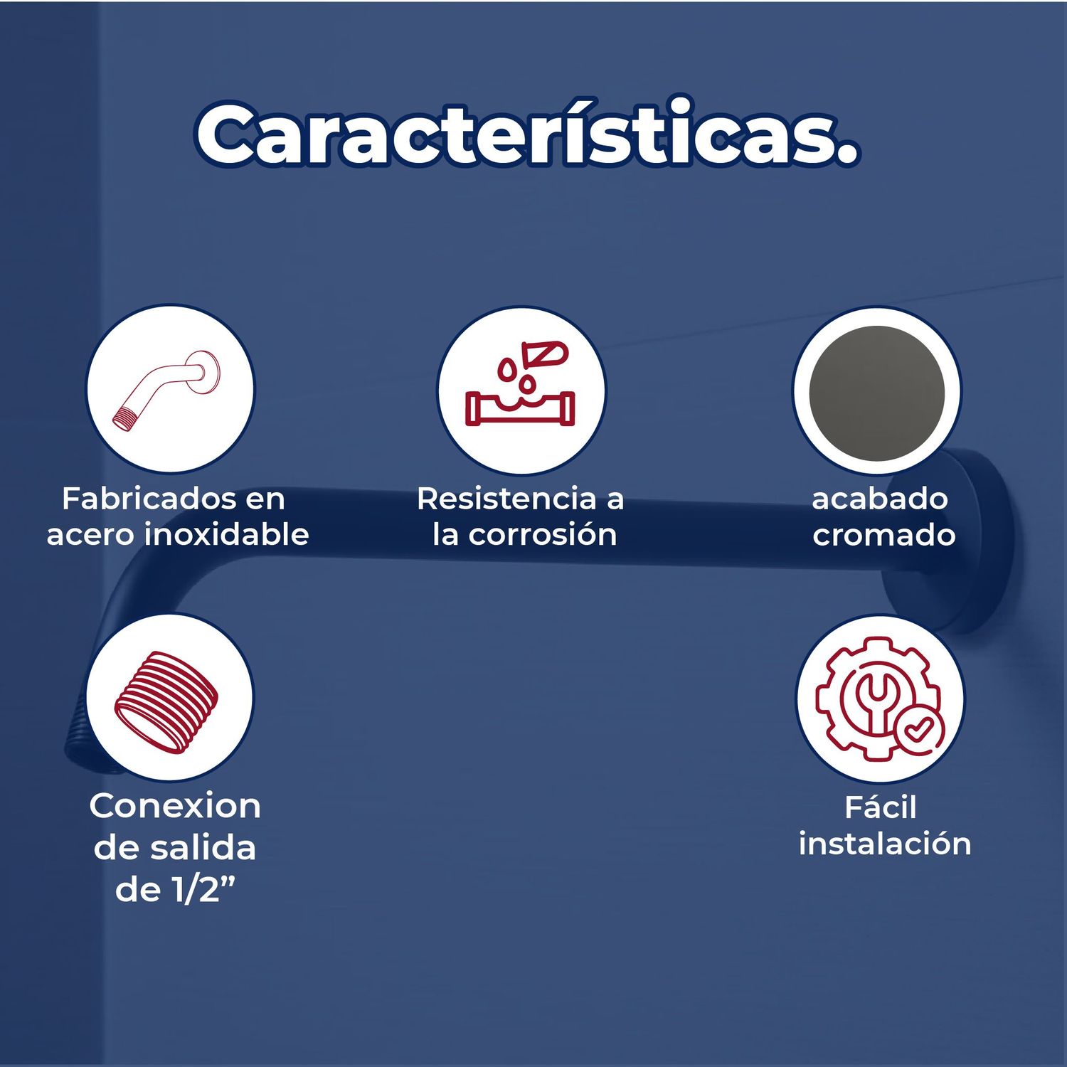 Brazo Para Regadera Largo Redondo Color Negro Rugo