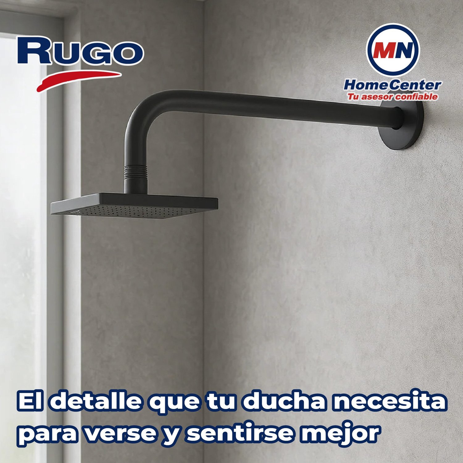 Brazo Para Regadera Largo Redondo Color Negro Rugo