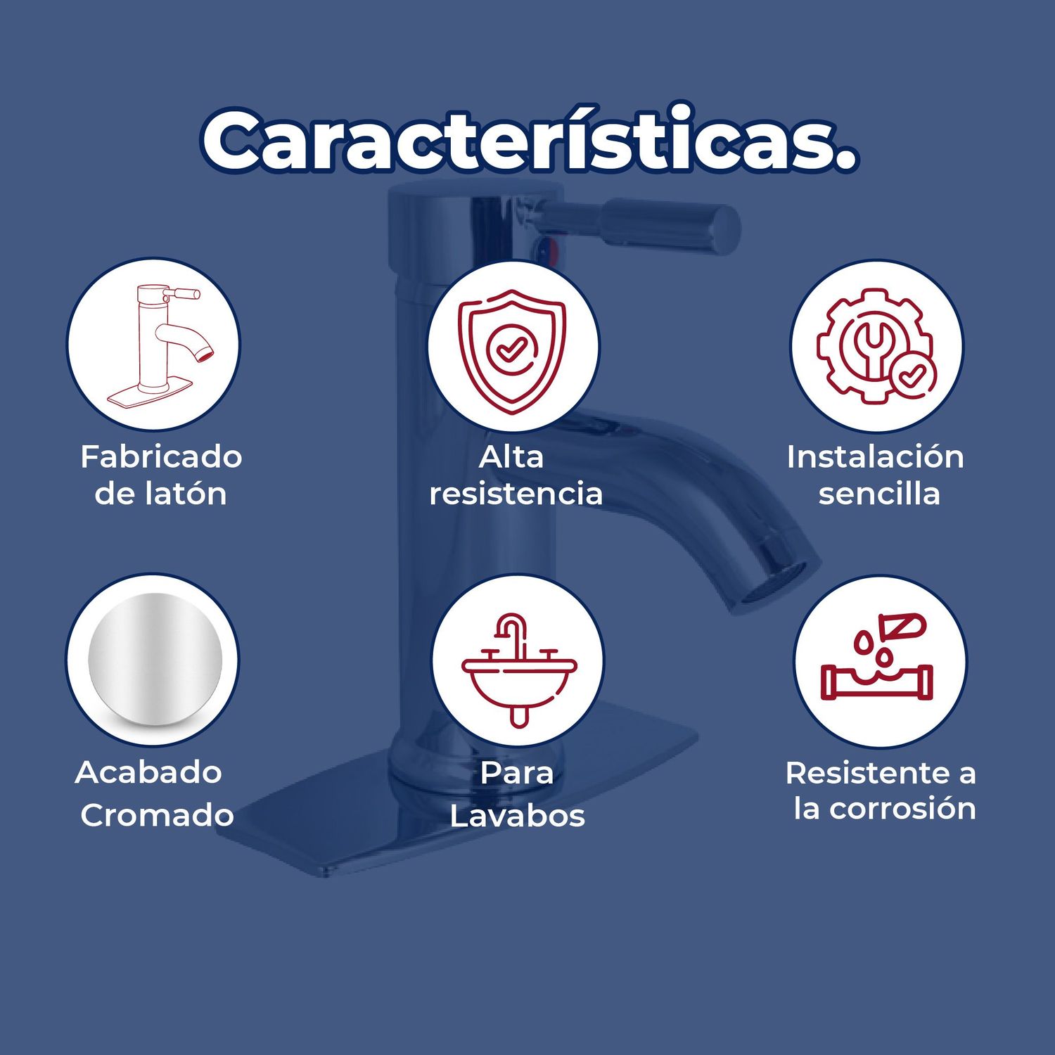 Llave Mezcladora Monomando Con Cubierta Para Lavabo 4" Rugo 23MM