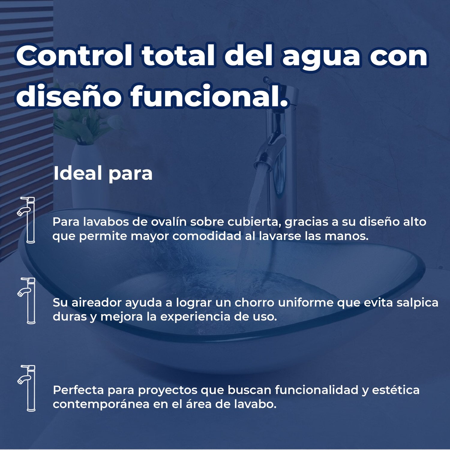 Llave Mezcladora Monomando Alta Para Lavabo Sin Cubierta Rugo