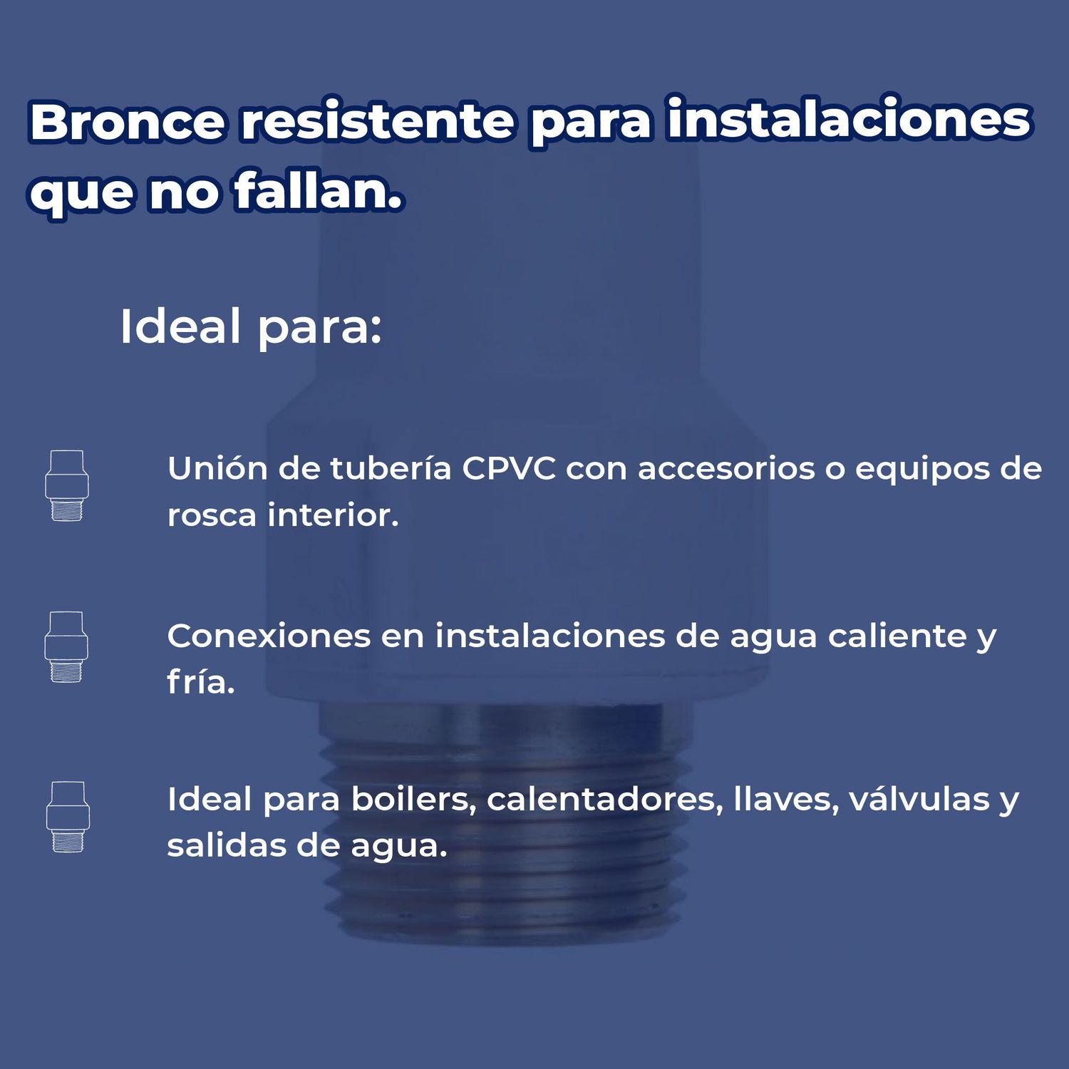 Conector CPVC Rosca Exterior Rugo 13 MM 1/2 Bronce