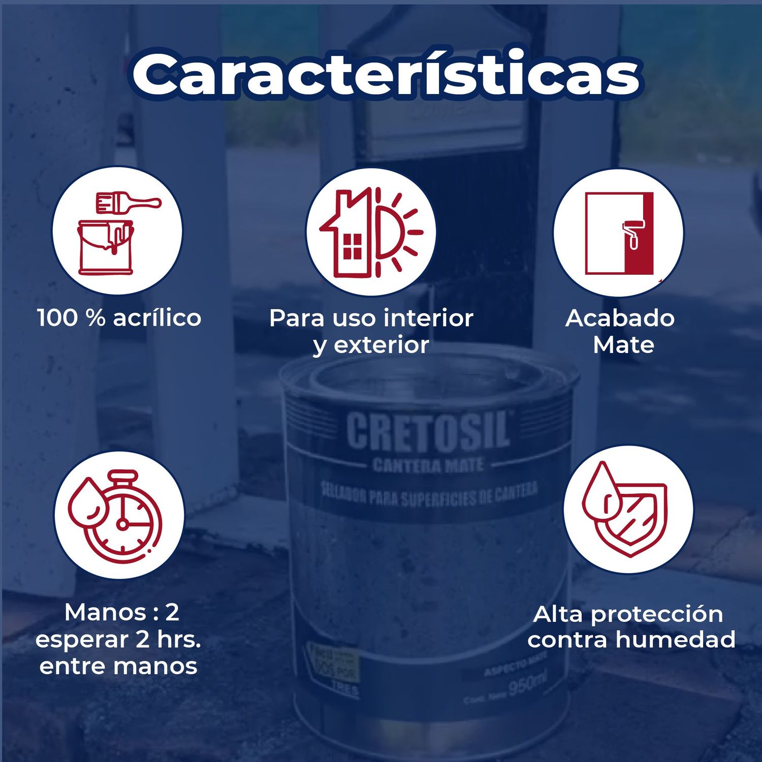 Sellador Acrílico Mate 19 L Cretosil para superficies de Cantera
