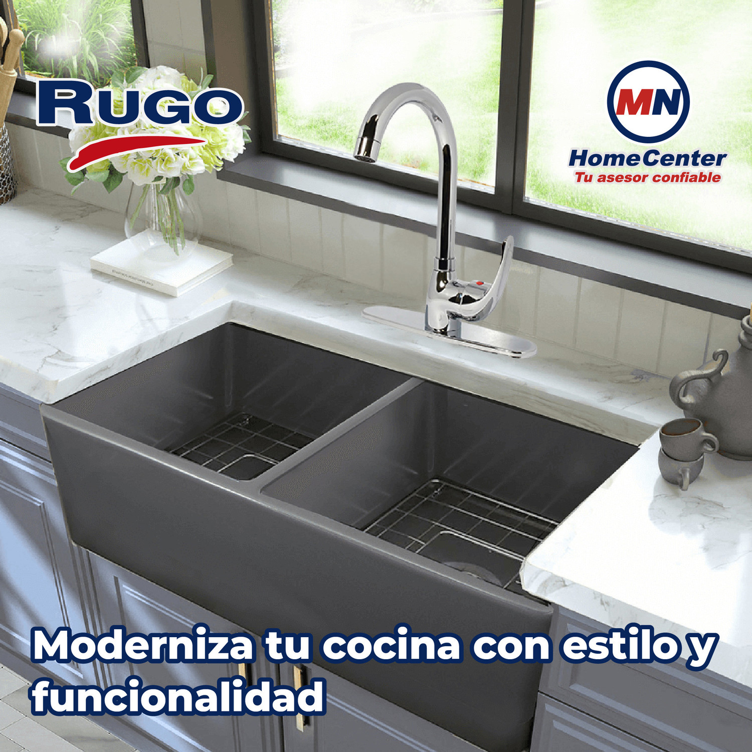 Llave Mezcladora Monomando al Piso Para Fregadero Rugo 104FM