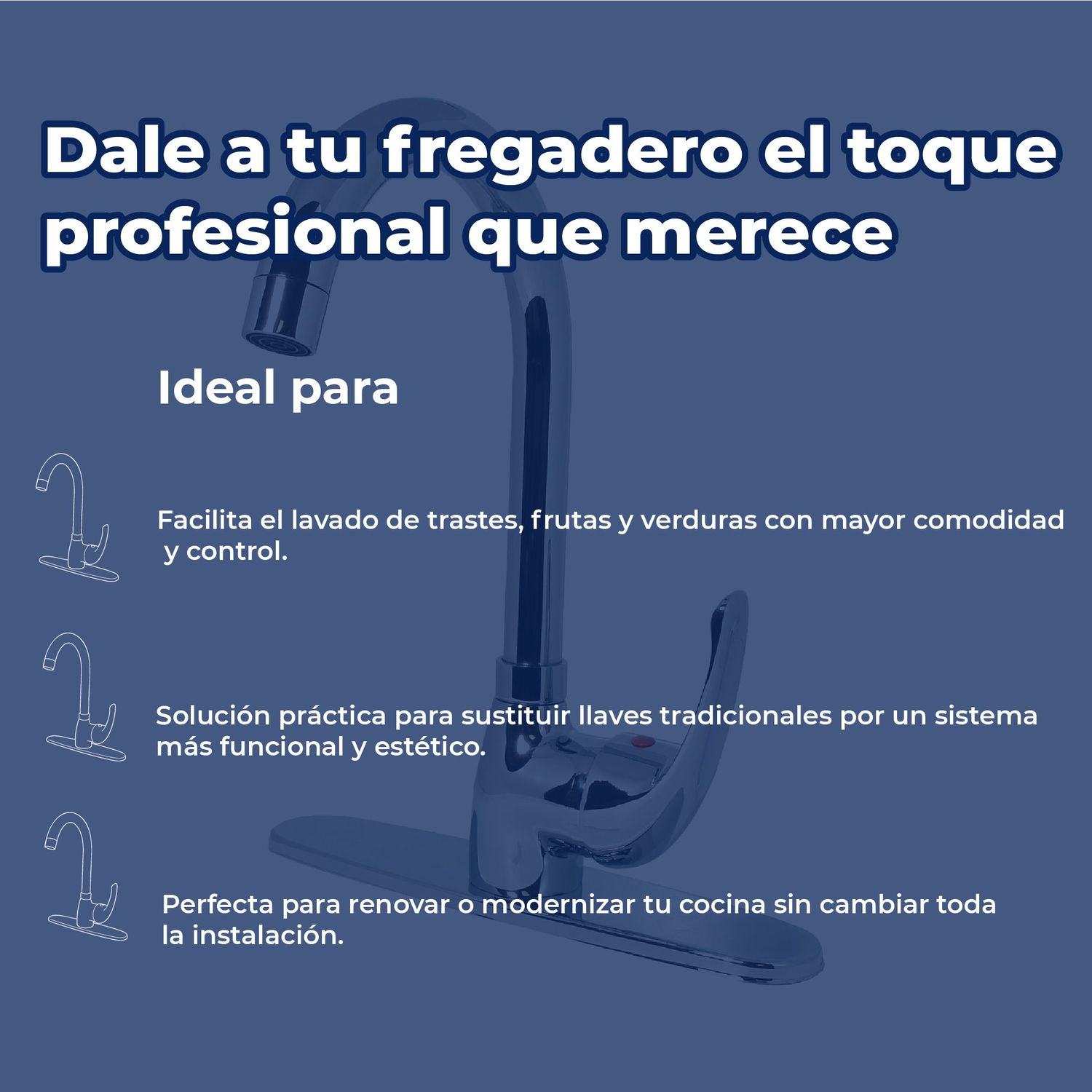 Llave Mezcladora Monomando al Piso Para Fregadero Rugo 104FM