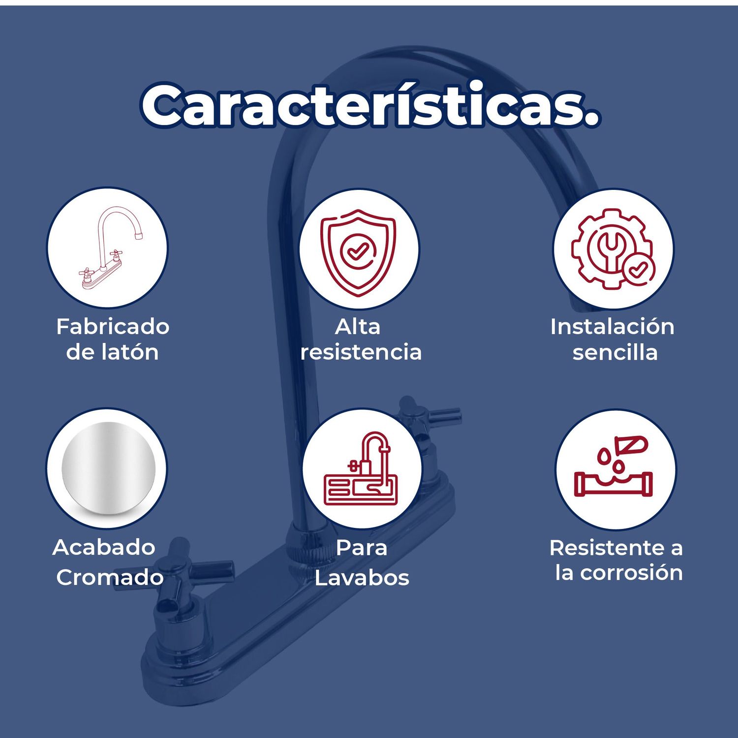 Llave Mezcladora 8" al Piso Para Fregadero Con Cubierta Rugo 8BM