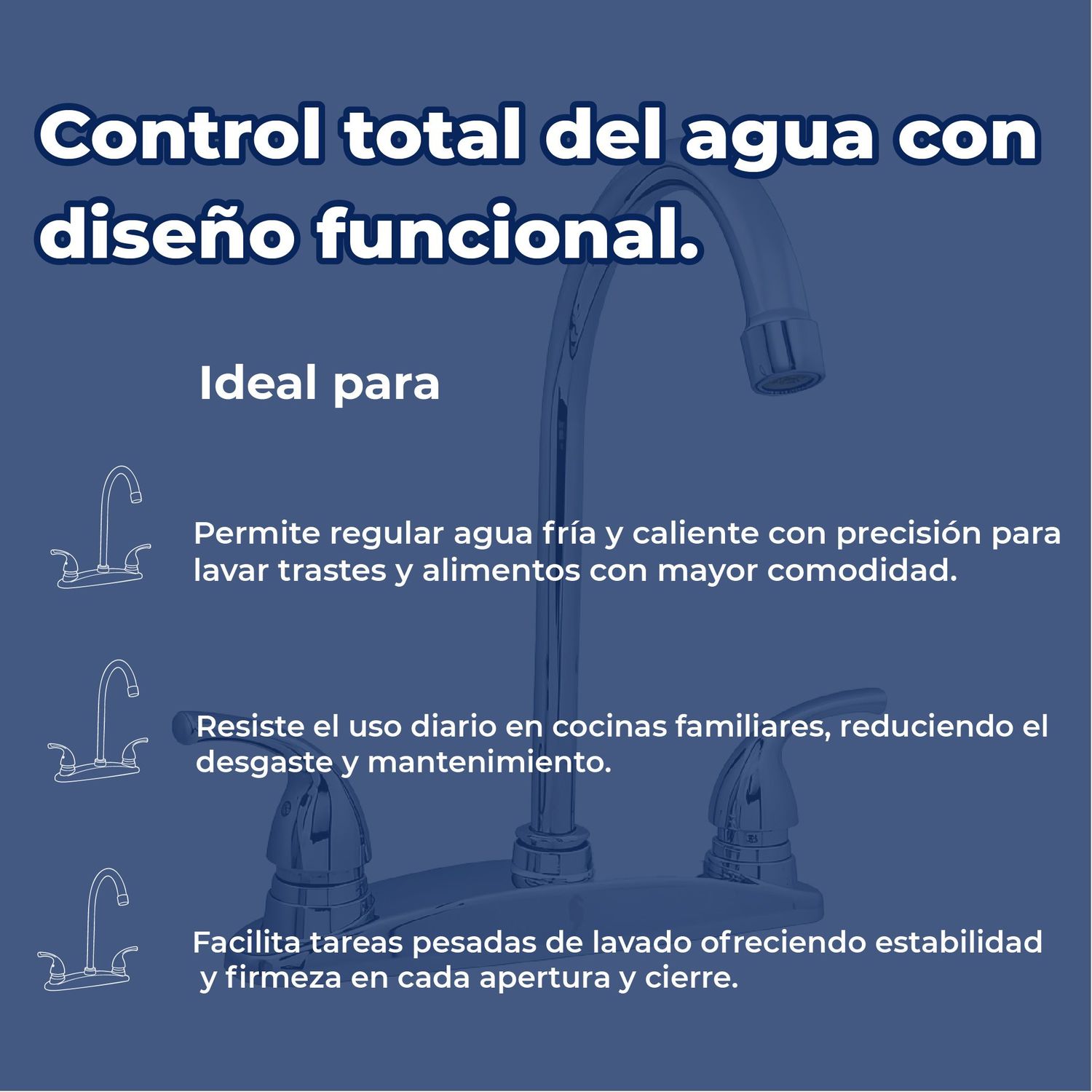 Llave Mezcladora Para Fregadero 8" Rugo Manerales Géminis 8IGN