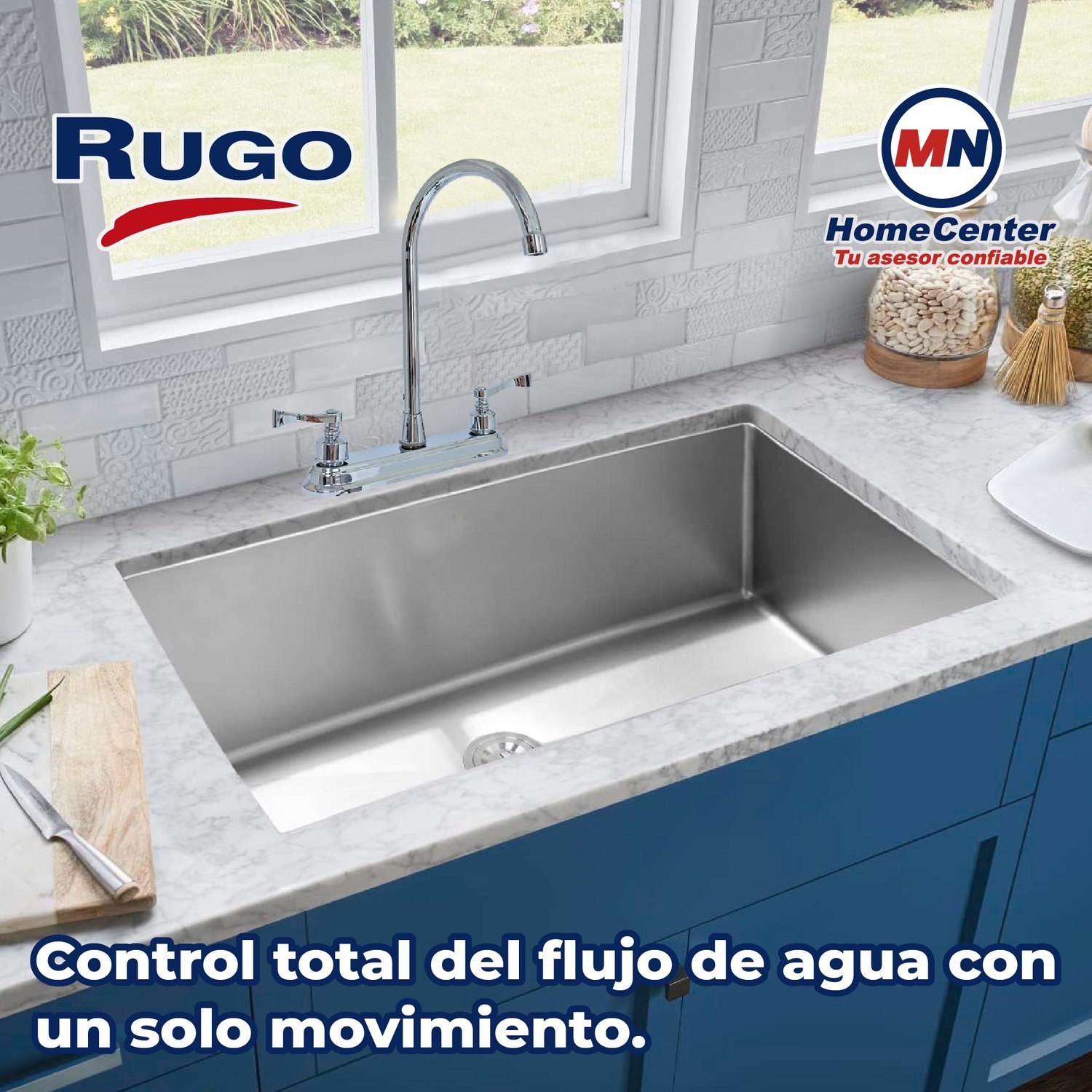 Llave Mezcladora Para Fregadero al Piso Rugo Maneral Palanca