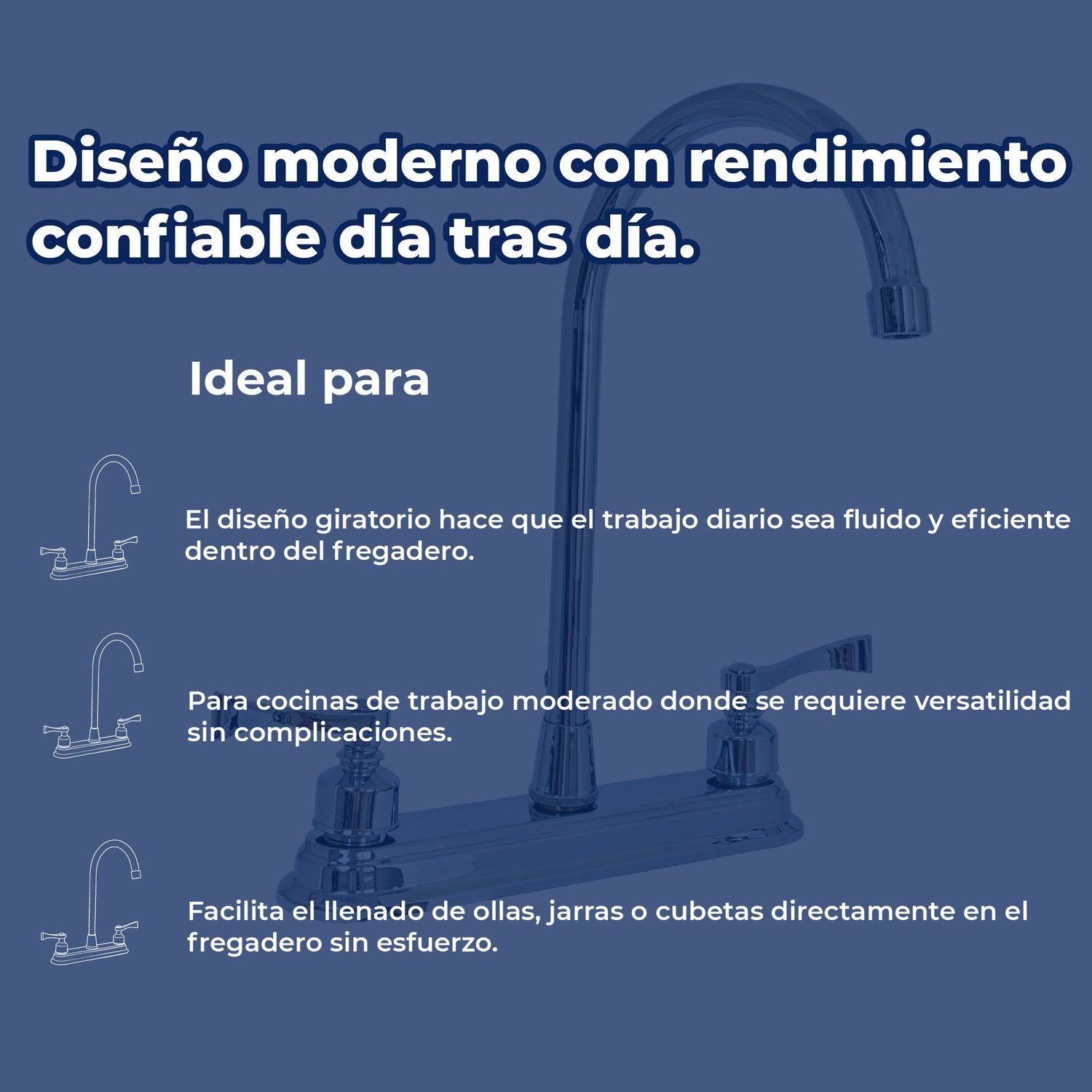 Llave Mezcladora Para Fregadero al Piso Rugo Maneral Palanca