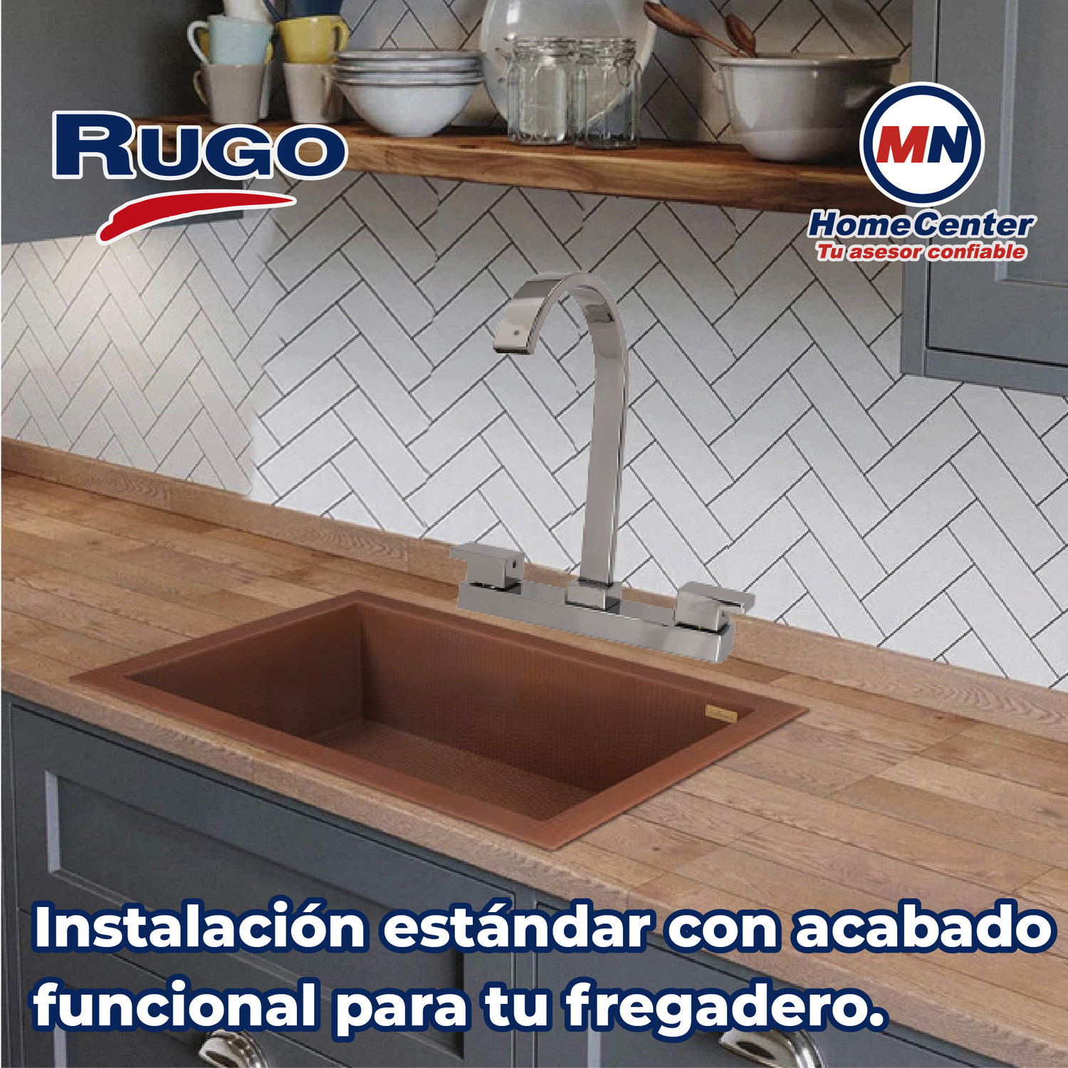 Llave Mezcladora al Piso Para Fregadero 8" Con Cubierta Rugo 8MF