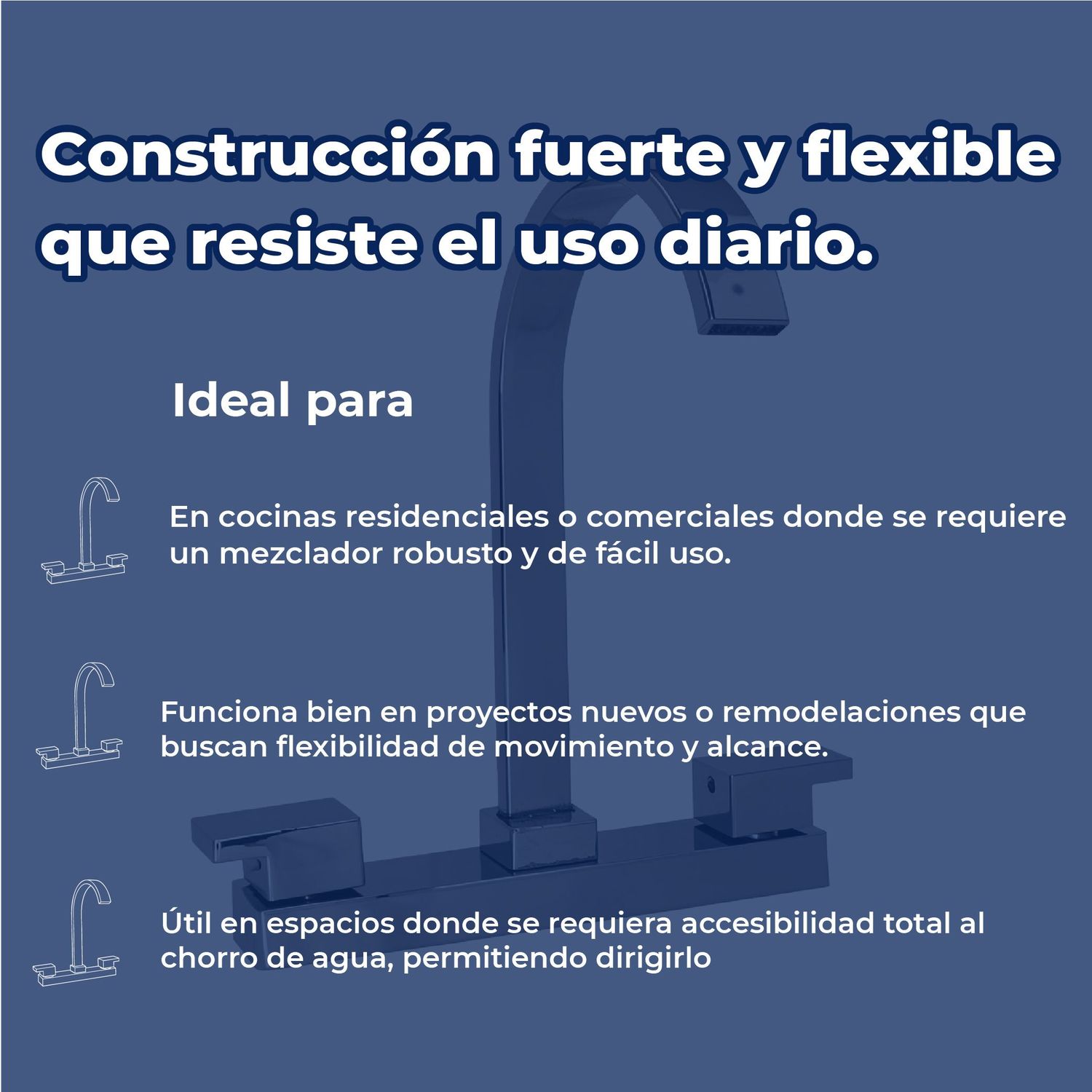 Llave Mezcladora al Piso Para Fregadero 8" Con Cubierta Rugo 8MF