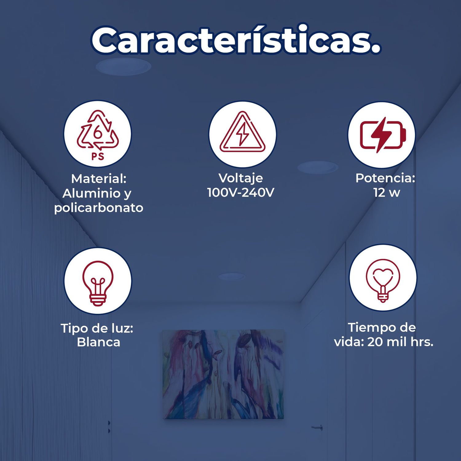 Luminario flat eco 6 pulgadas led 12 watts luz blanca