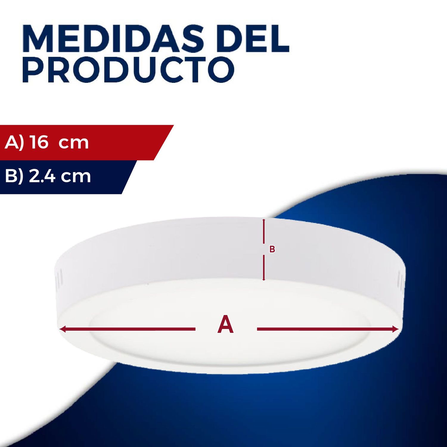 Luminario led sobreponer techo 6 pulgadas 12 watts drum blanco