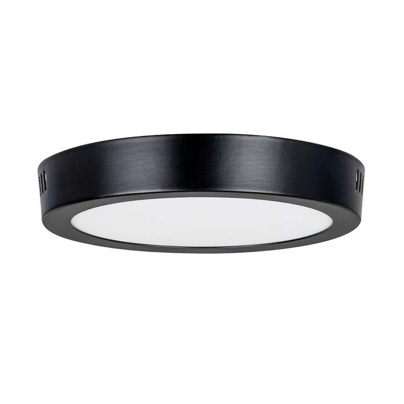 Luminario led sobreponer techo 6 pulgadas 12 watts drum negro
