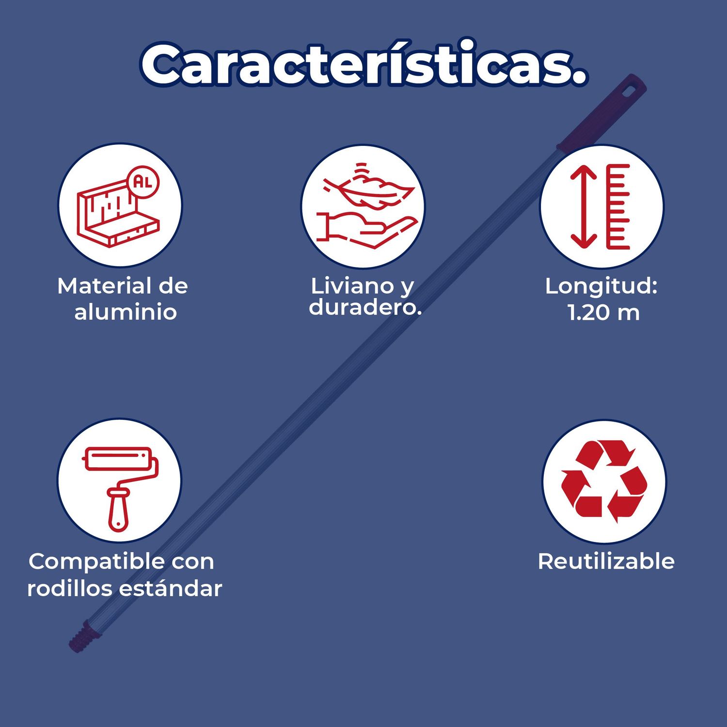 Extensión Para Rodillo de Aluminio 1.20 MT