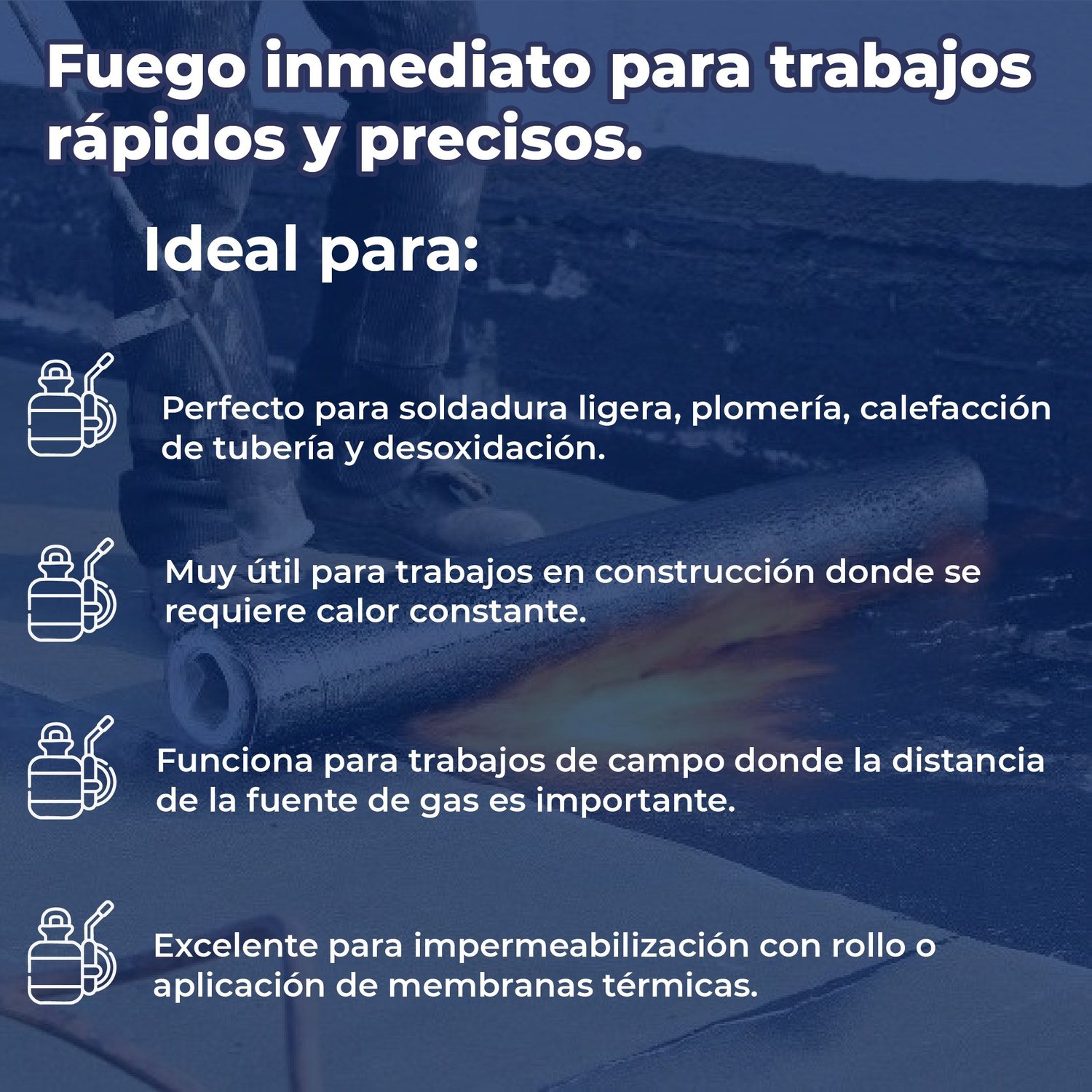 Soplete corto gas butano encendido electrónico manguera