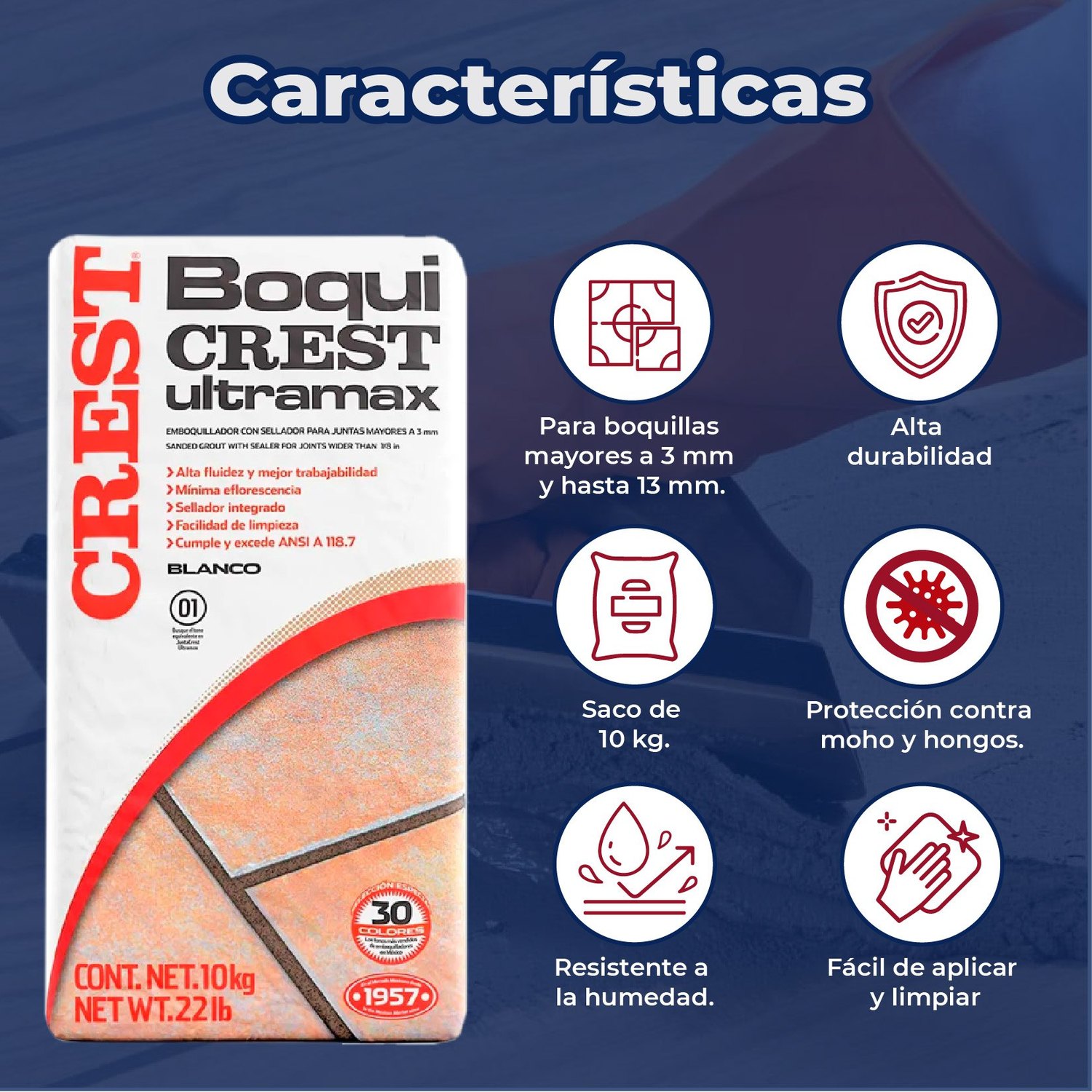 Boquilla con arena 10 kg Crest color blanco