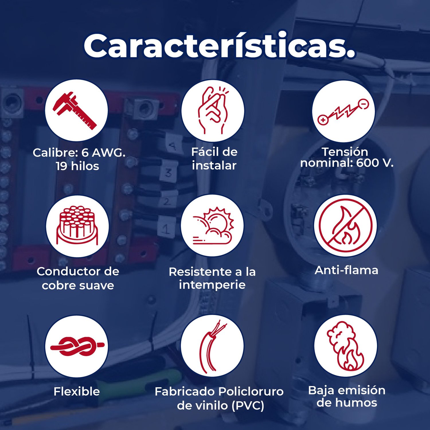 Cable Eléctrico de Cobre Blanco Indiana 100 M CAL 6 THW-LS 600 V