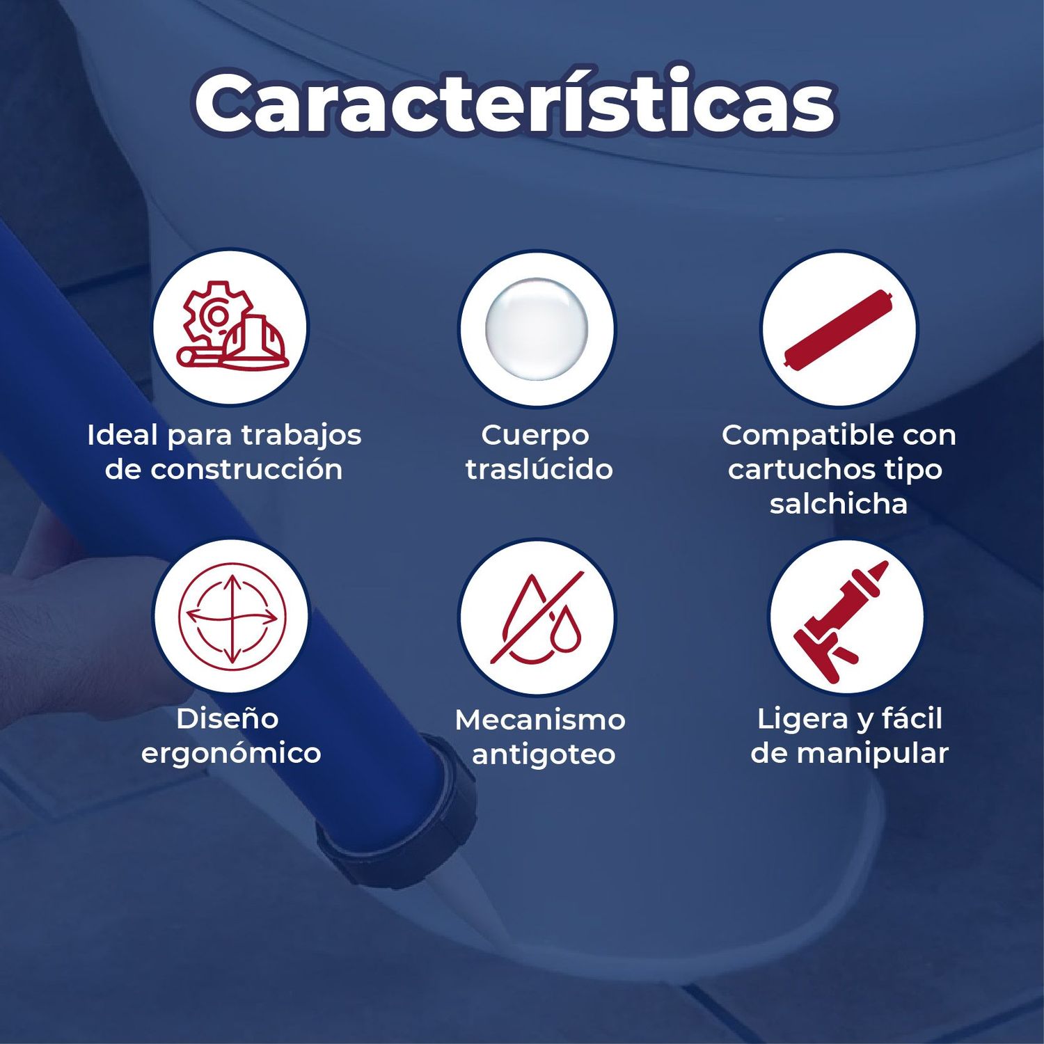 Pistola Para Silicón Tipo Salchicha Translúcida Azul Industrial