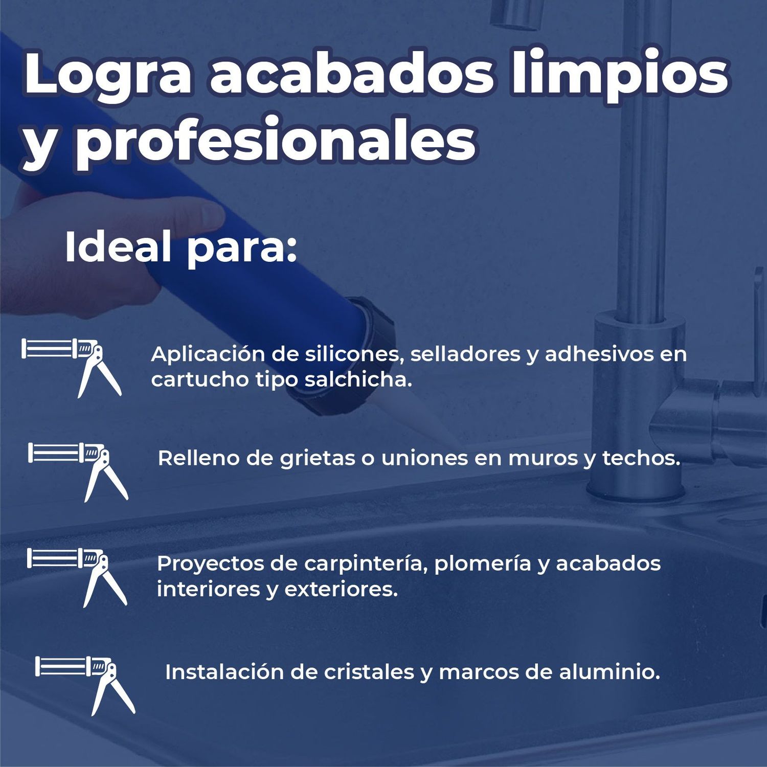 Pistola Para Silicón Tipo Salchicha Translúcida Azul Industrial