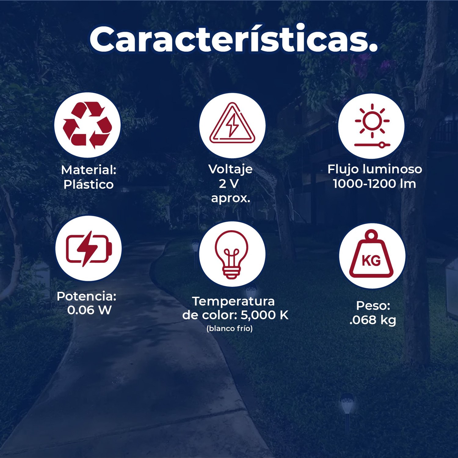 Luminario solar led jardin estaca recargable 5000K walk negro