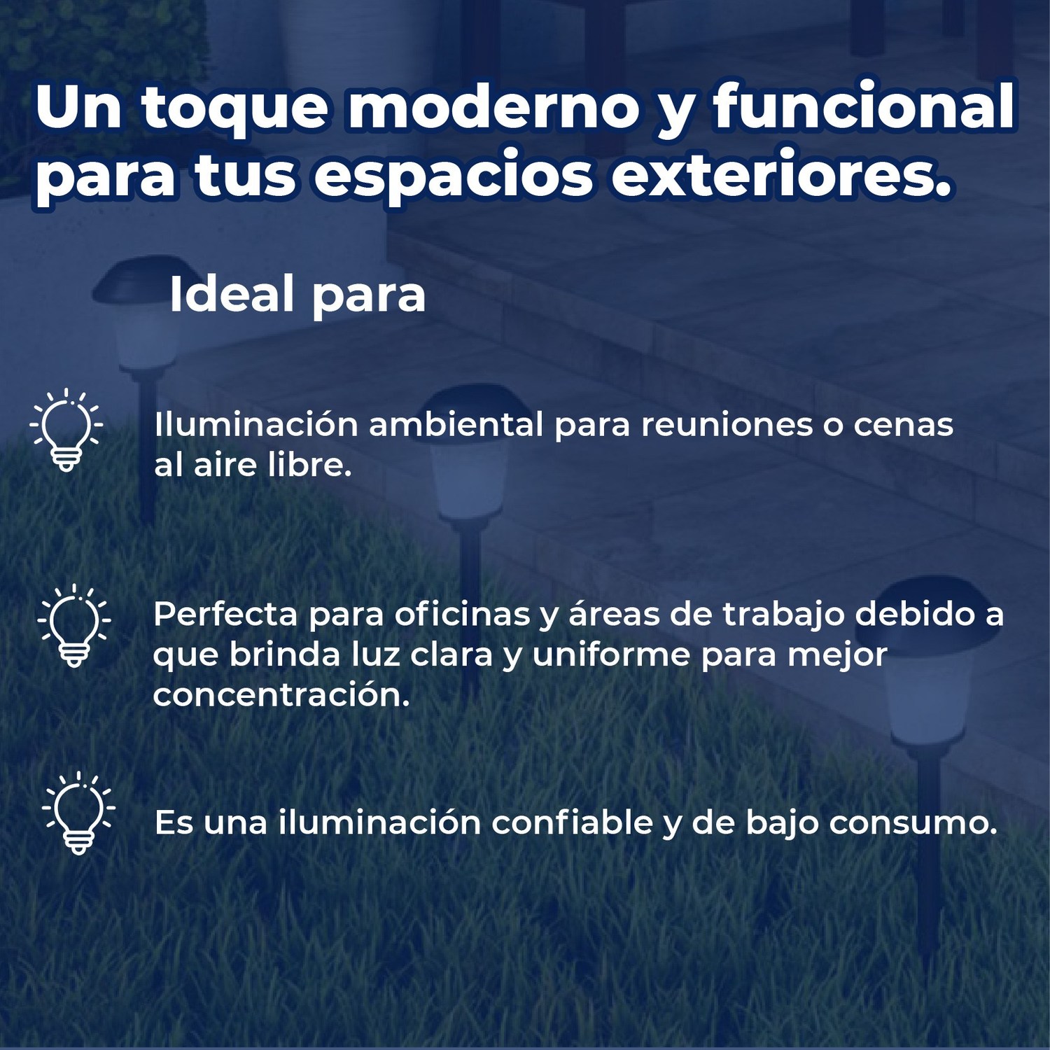 Luminario solar led jardin estaca recargable 5000K walk negro