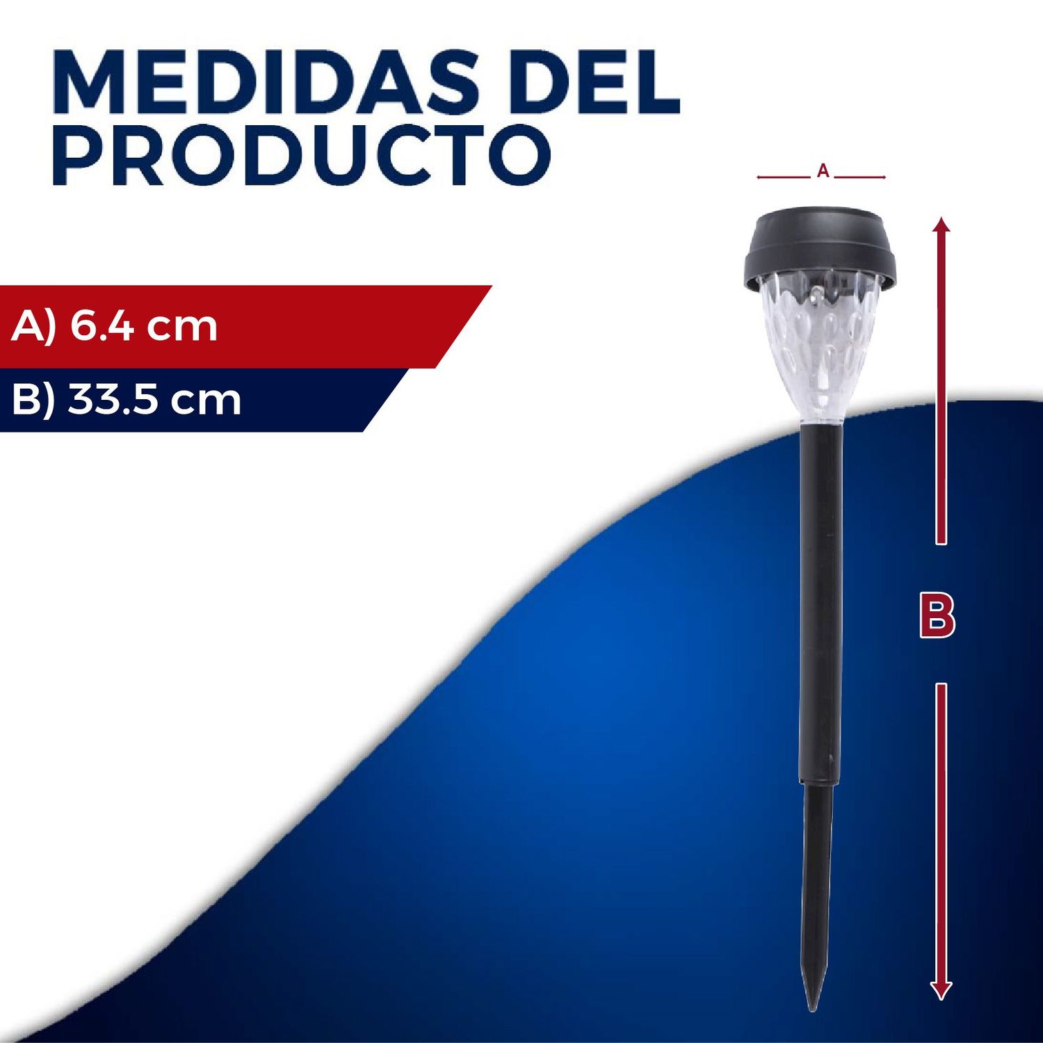 Luminario solar led jardin estaca recargable 5000K walk negro