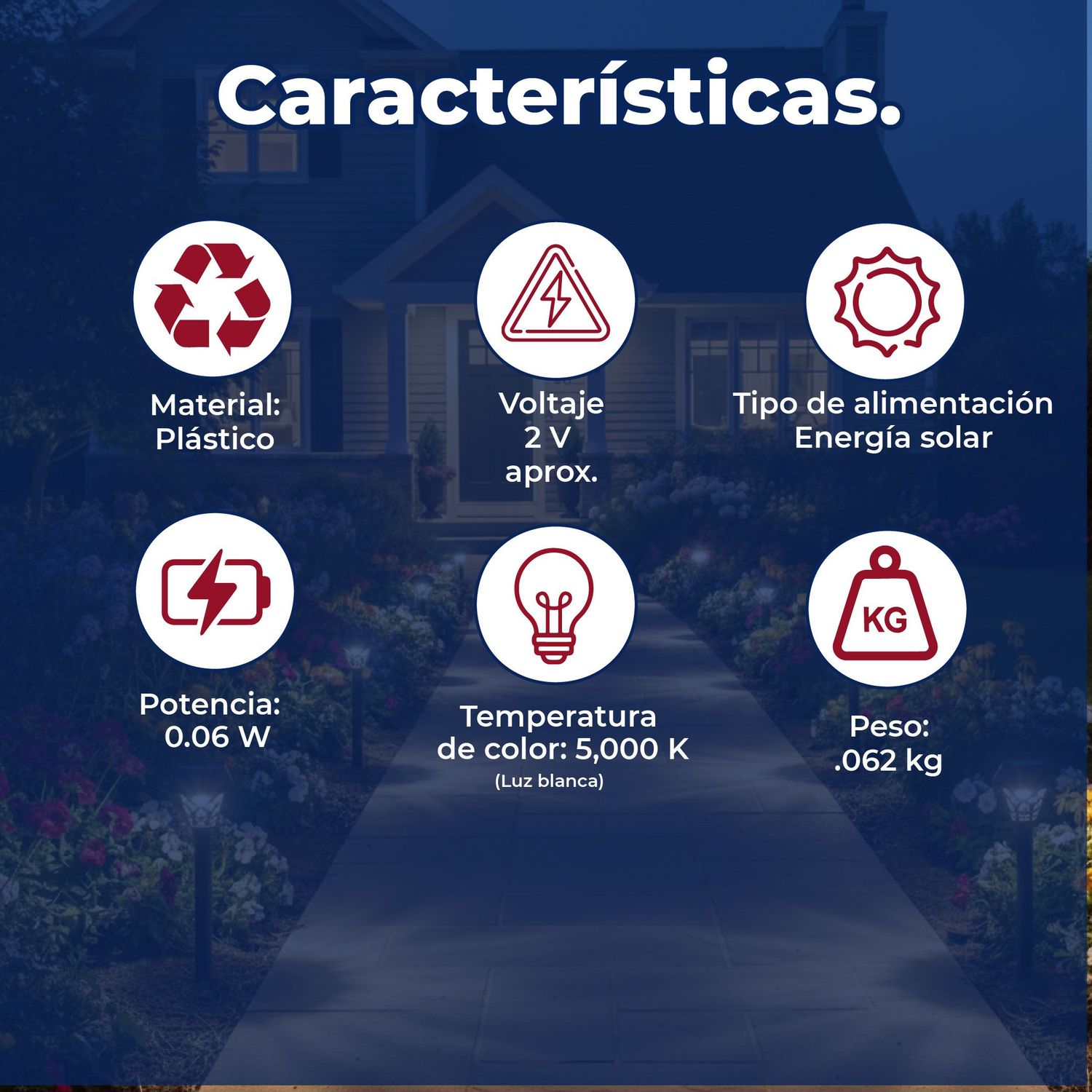 Luminario solar led jardín estaca recargable 5000K clue negro