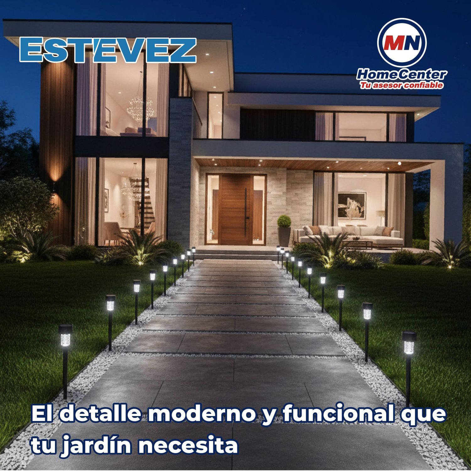 Luminario solar led jardín estaca recargable 5000K clue negro