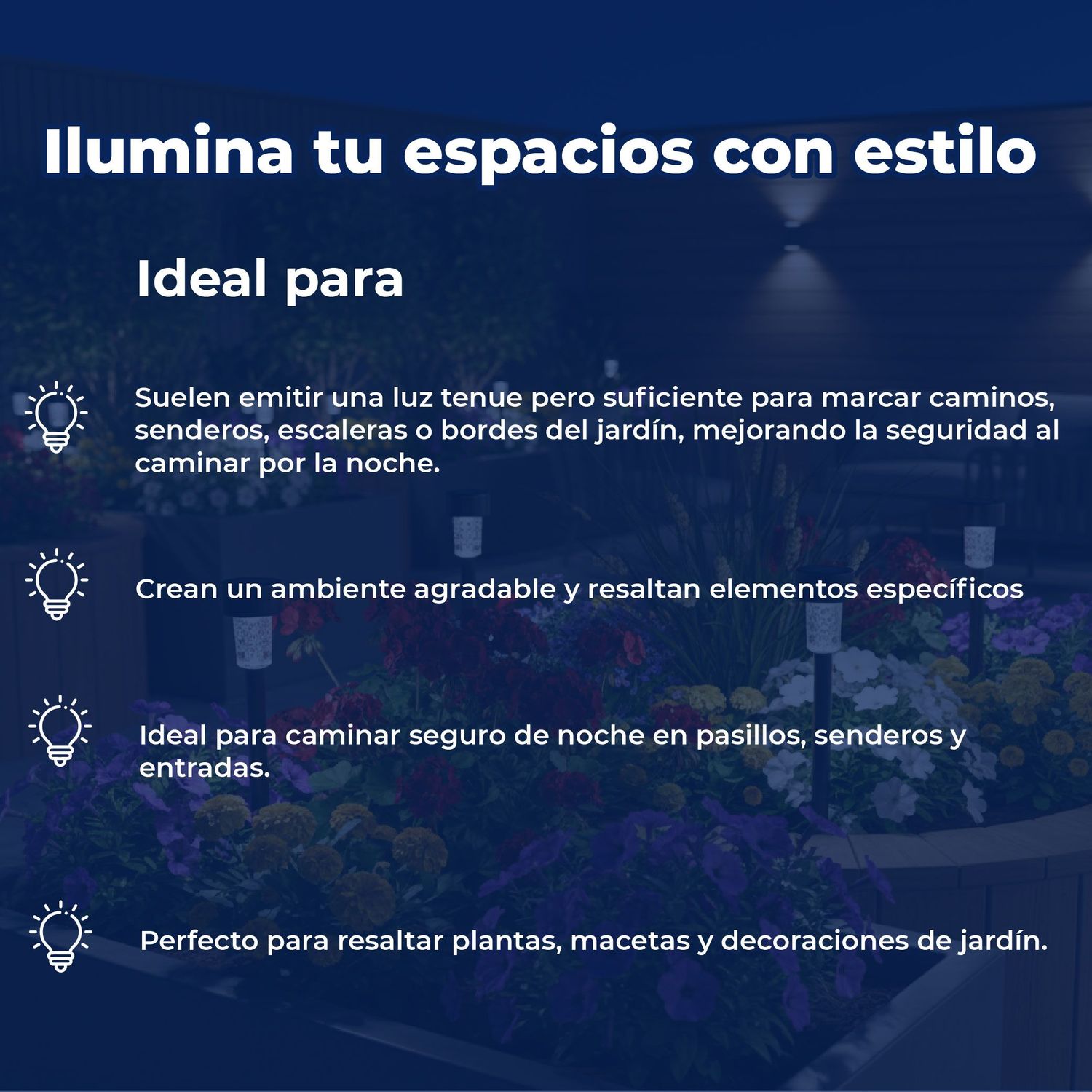 Luminario solar led jardín estaca recargable 5000K clue negro