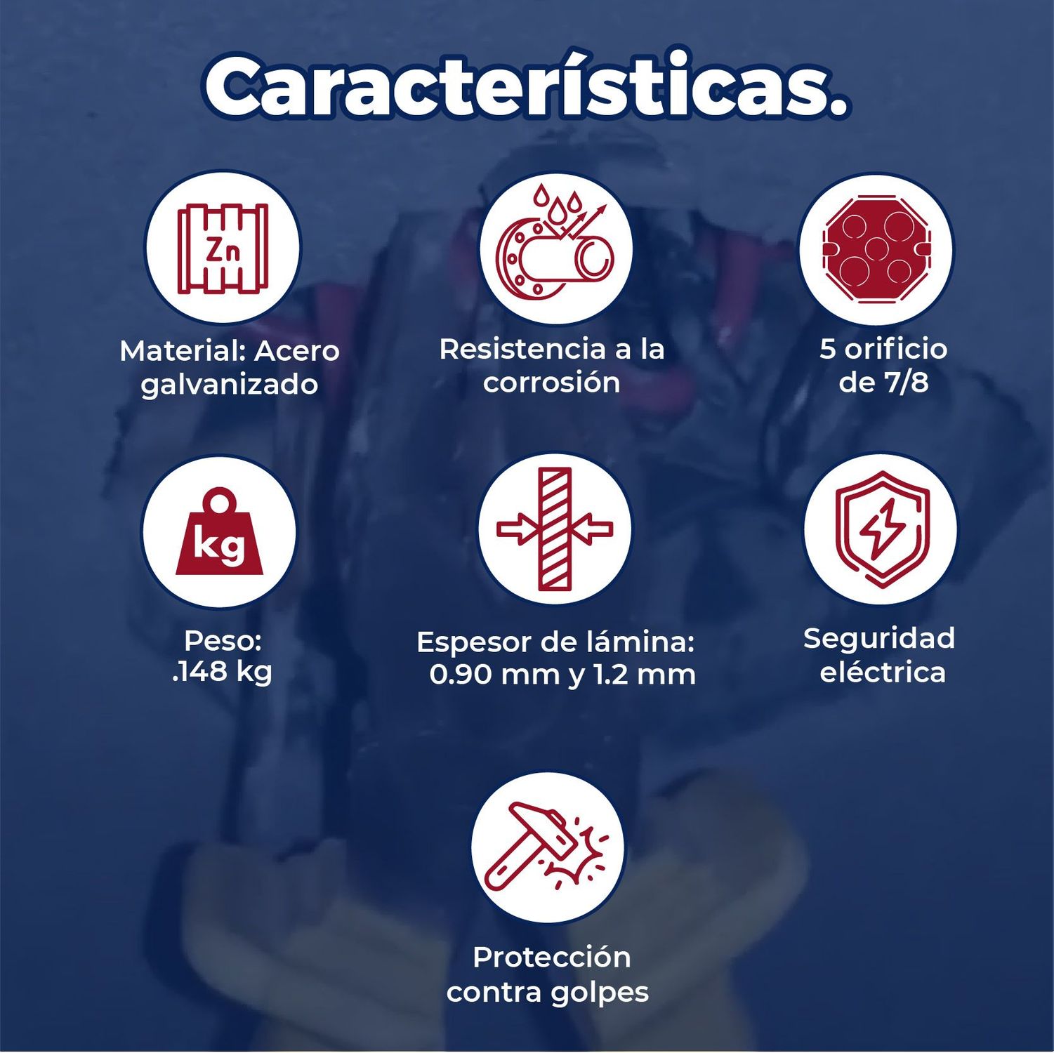 Caja octagonal galvanizada 3X3 reforzada