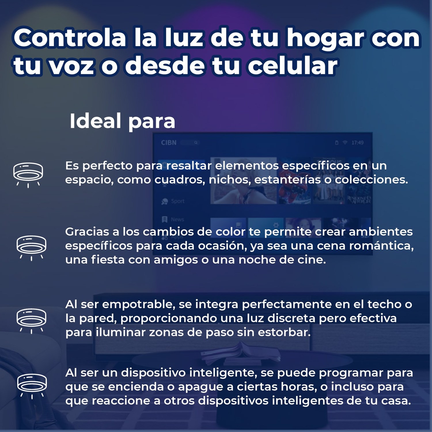 Luminario led empotrado smart 3 pulgadas 3 W con wifi