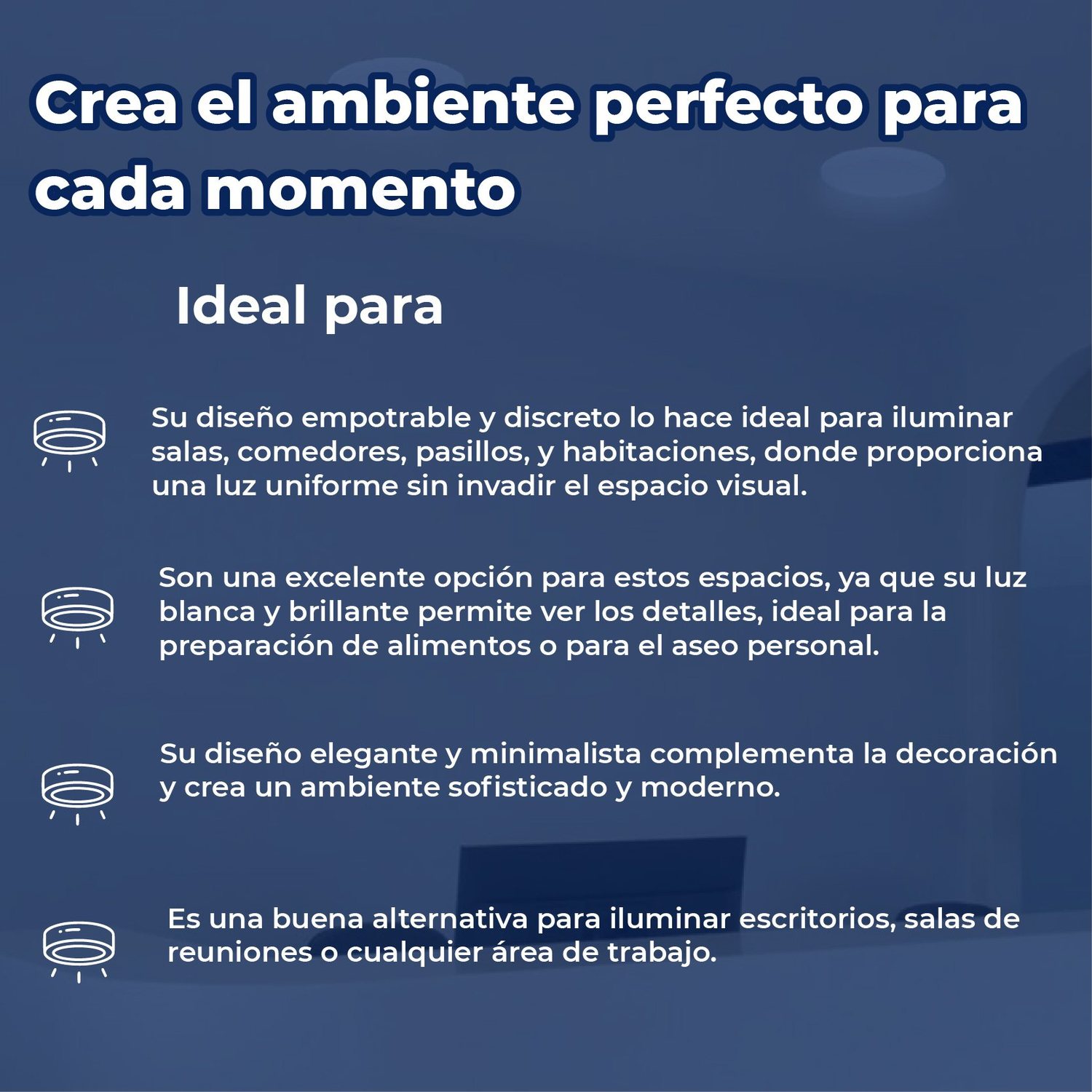 Luminario Flat empotrar 6 pulgadas 12 W luz blanco dinámico