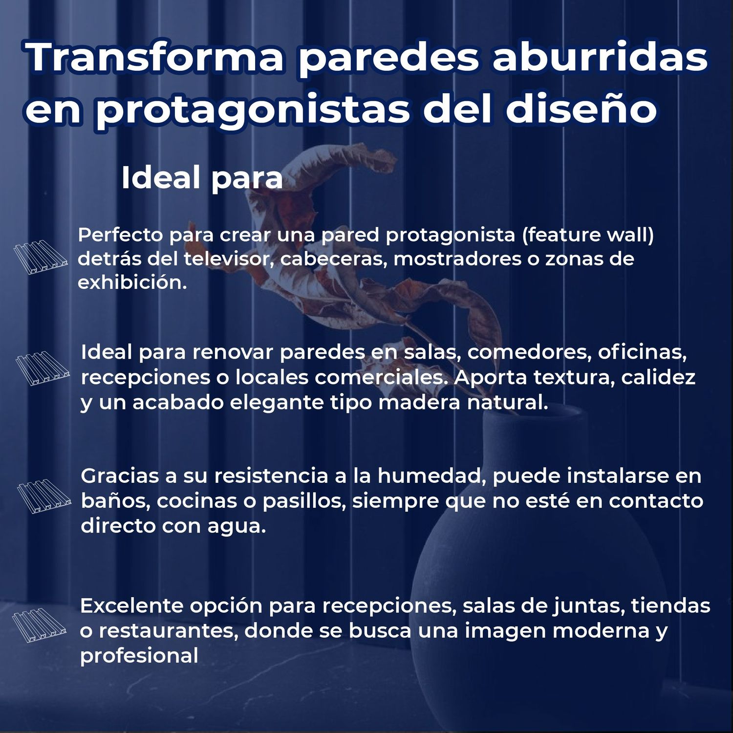 Panel Lambrin para pared WPC interior negro 16.5X290X2.2CM