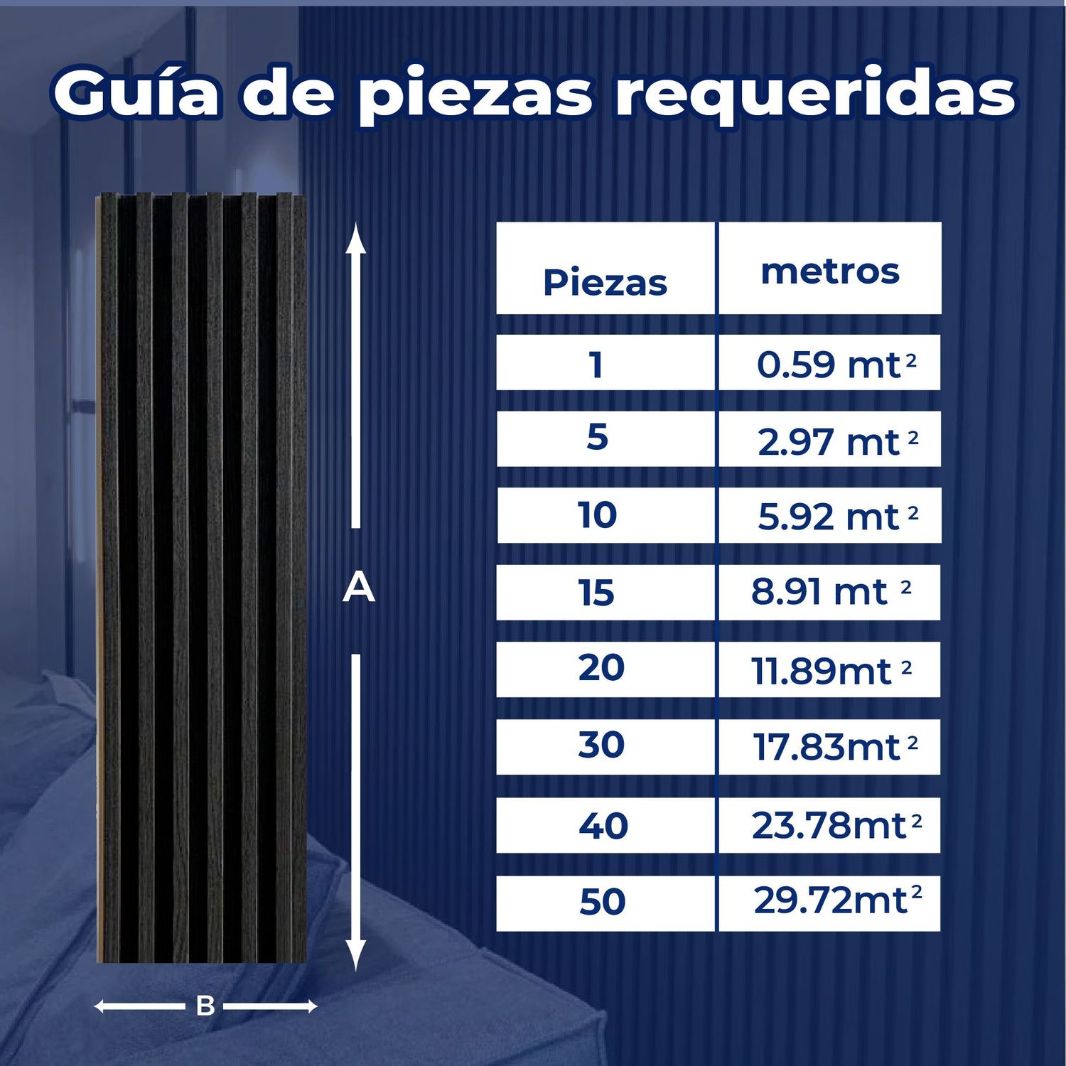 Panel Lambrin para pared WPC interior negro 16.5X290X2.2CM