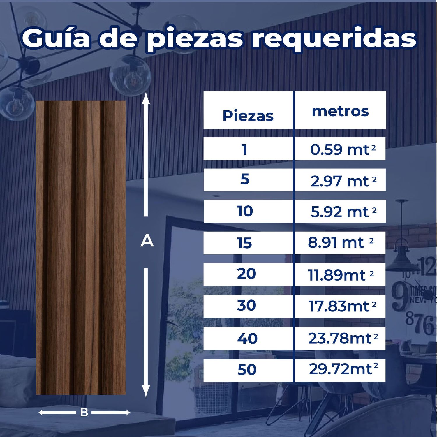 Panel Lambrin de pared WPC interior nogal 16.5X290X2.2 CM