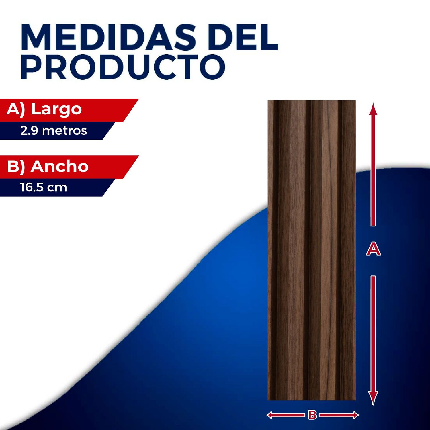 Panel Lambrin de pared WPC interior nogal 16.5X290X2.2 CM